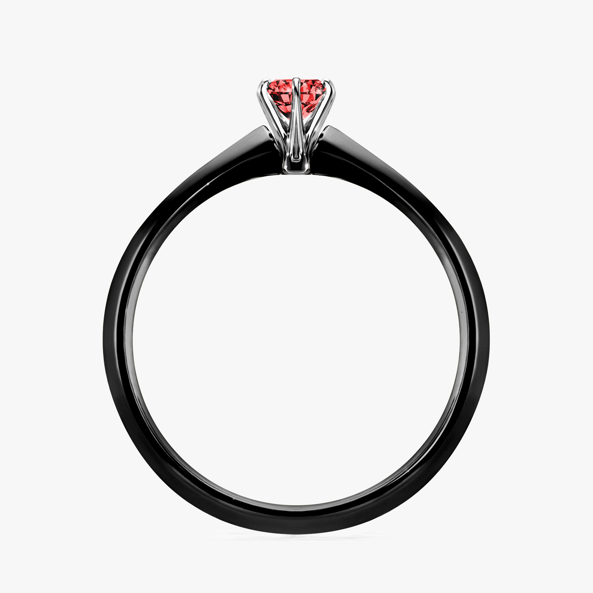 Pierścionek zaręczynowy My Queen z czarnego złota z czerwonym diamentem 0,17ct