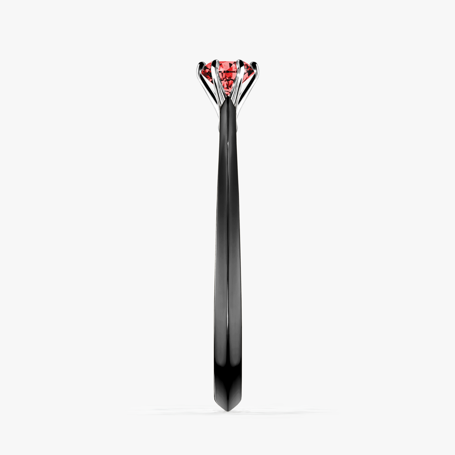 Pierścionek zaręczynowy My Queen z czarnego złota z czerwonym diamentem 0,17ct