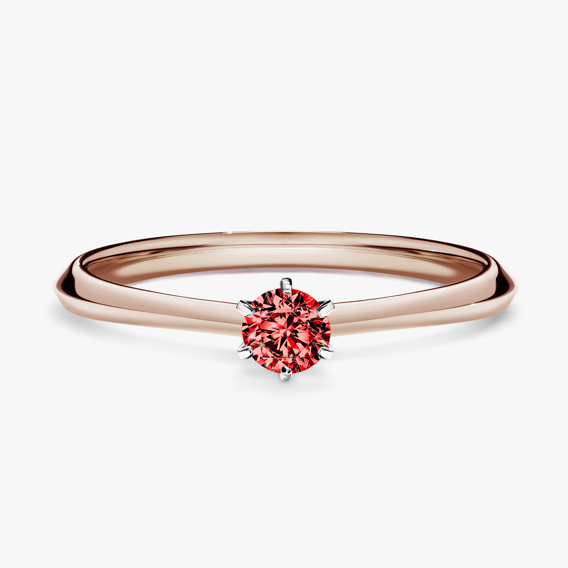 Pierścionek zaręczynowy My Queen z różowego złota z czerwonym diamentem 0,17ct