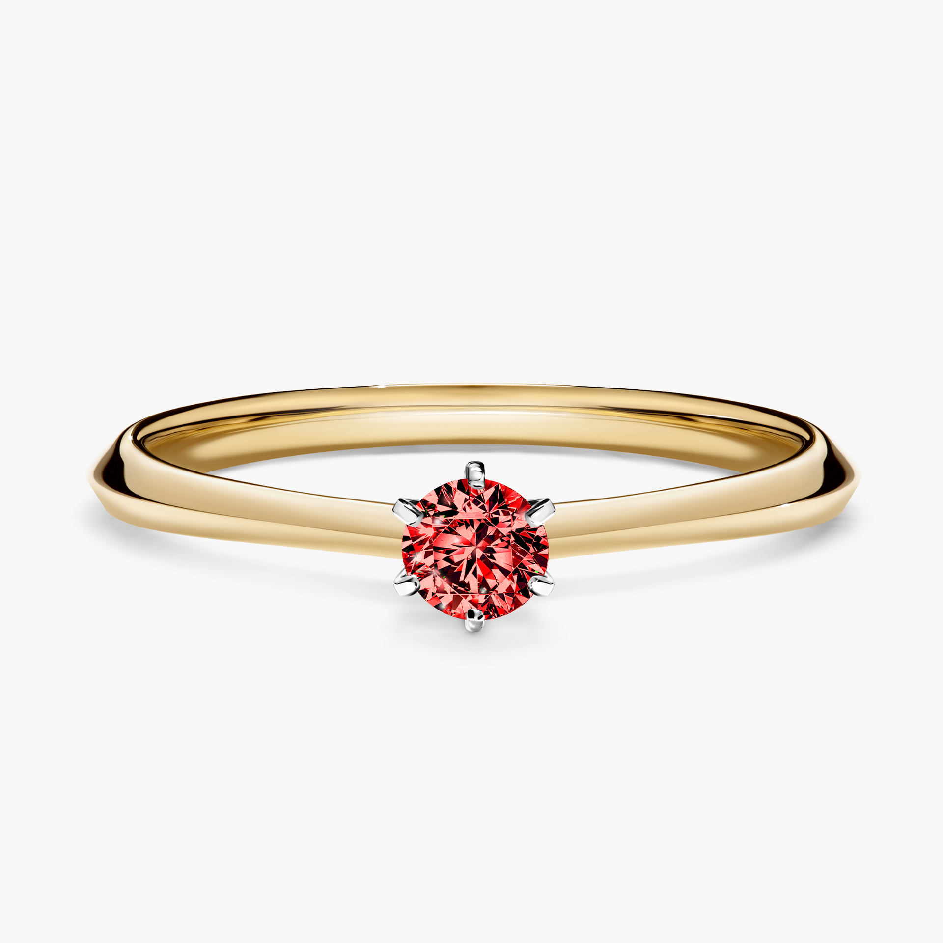 Pierścionek zaręczynowy My Queen z żółtego złota z czerwonym diamentem 0,17ct