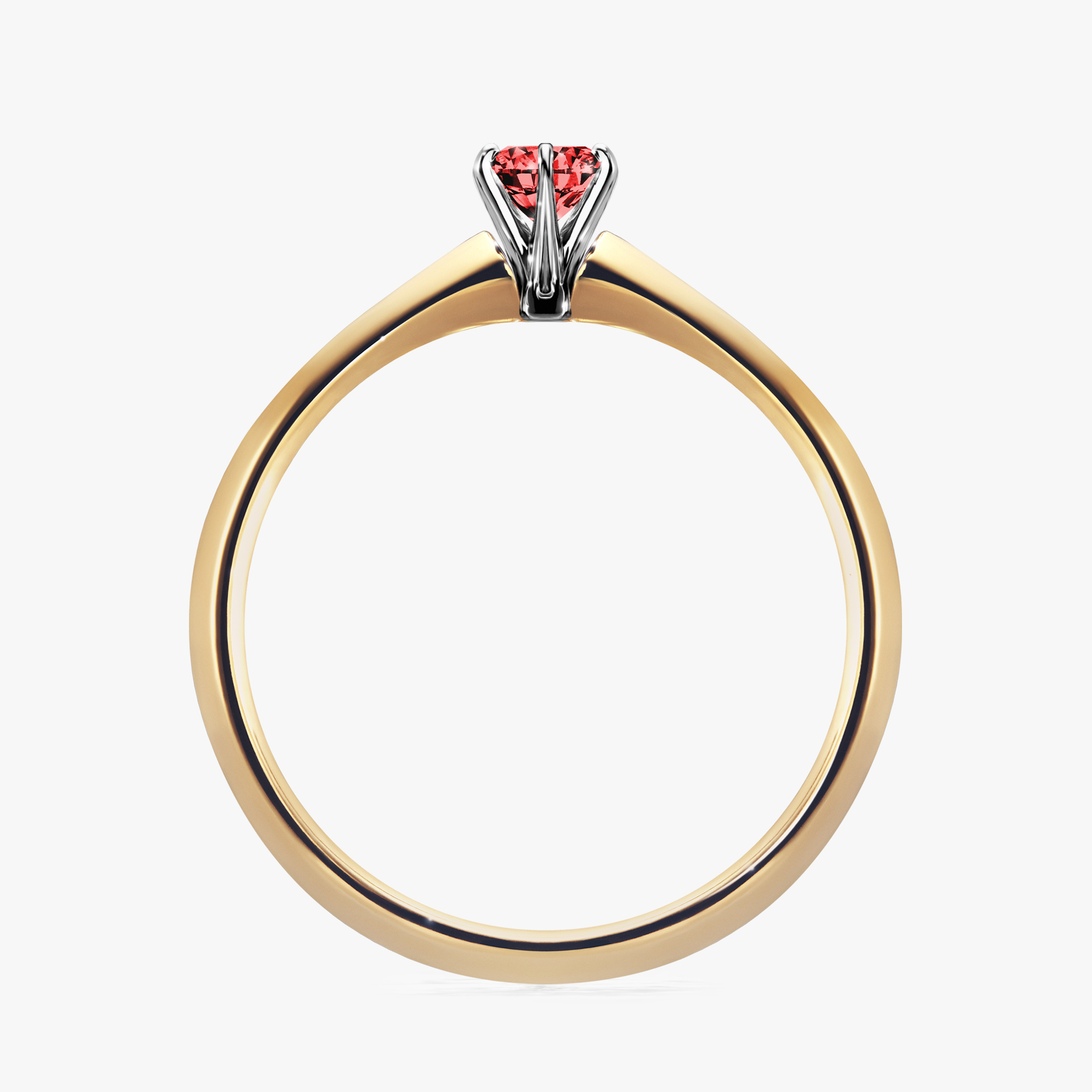 Pierścionek zaręczynowy My Queen z żółtego złota z czerwonym diamentem 0,17ct