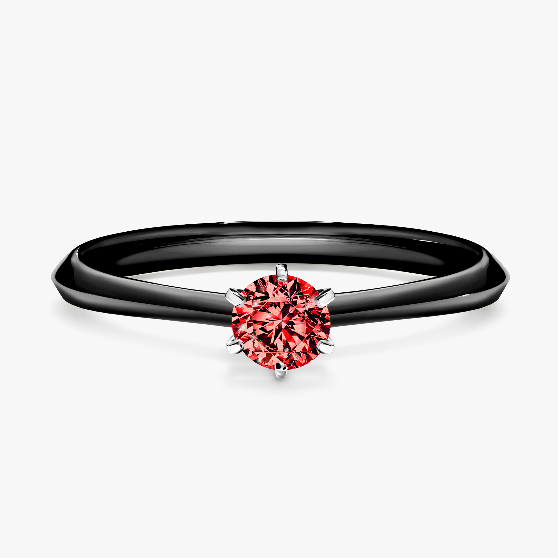Pierścionek zaręczynowy My Queen z czarnego złota z czerwonym diamentem 0,25ct