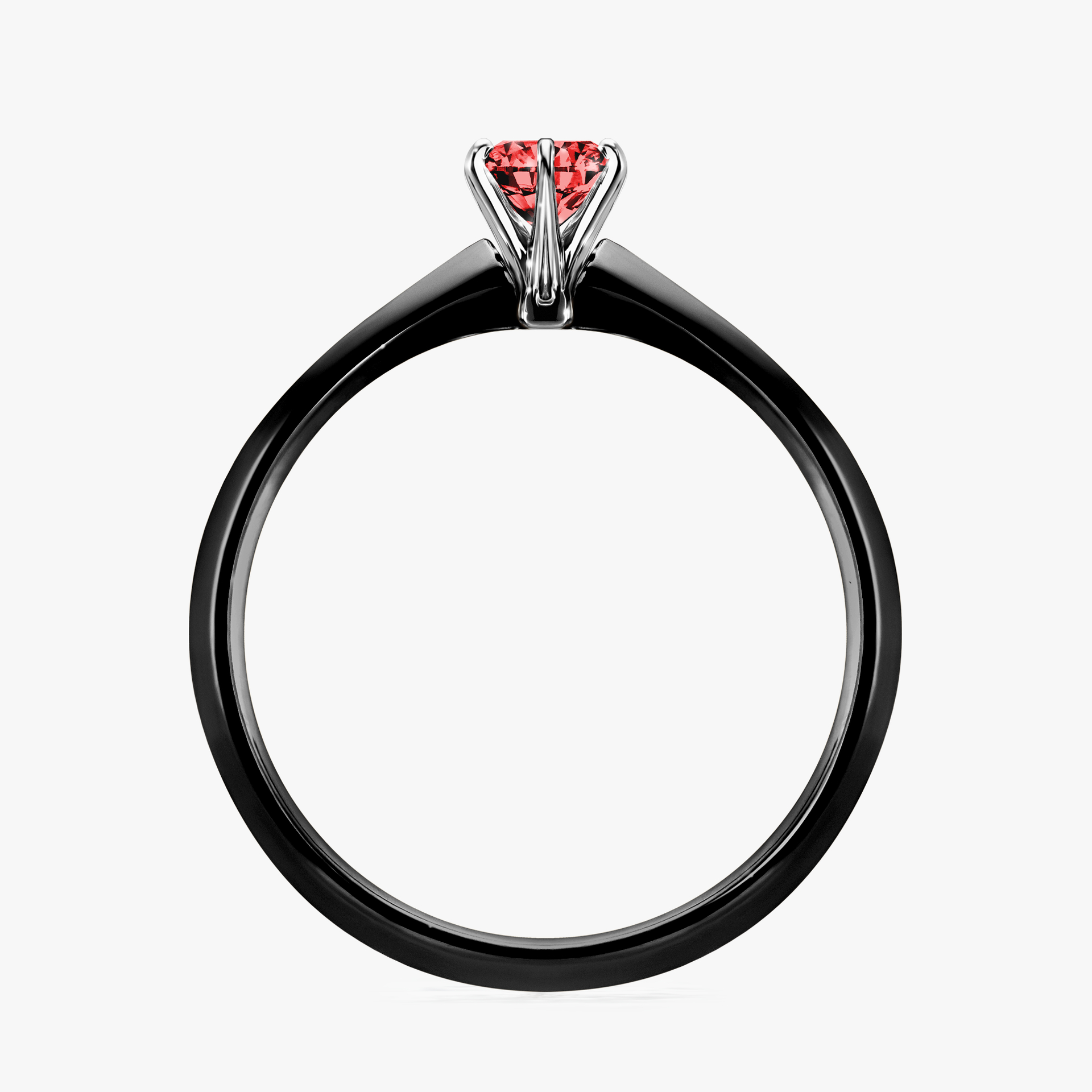 Pierścionek zaręczynowy My Queen z czarnego złota z czerwonym diamentem 0,25ct
