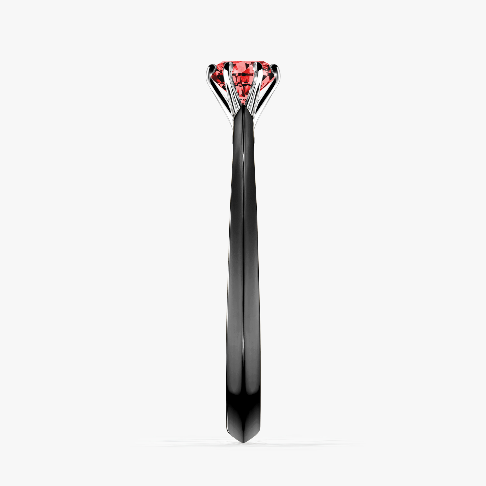 Pierścionek zaręczynowy My Queen z czarnego złota z czerwonym diamentem 0,25ct