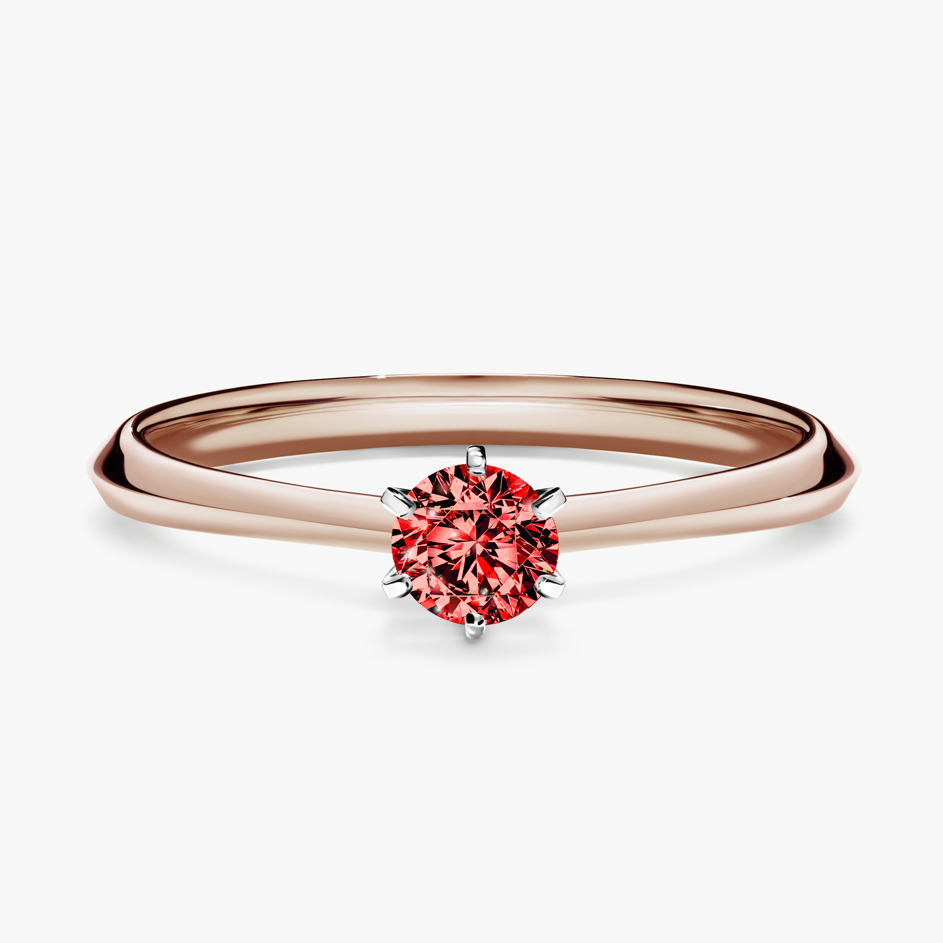 Pierścionek zaręczynowy My Queen z różowego złota z czerwonym diamentem 0,25ct