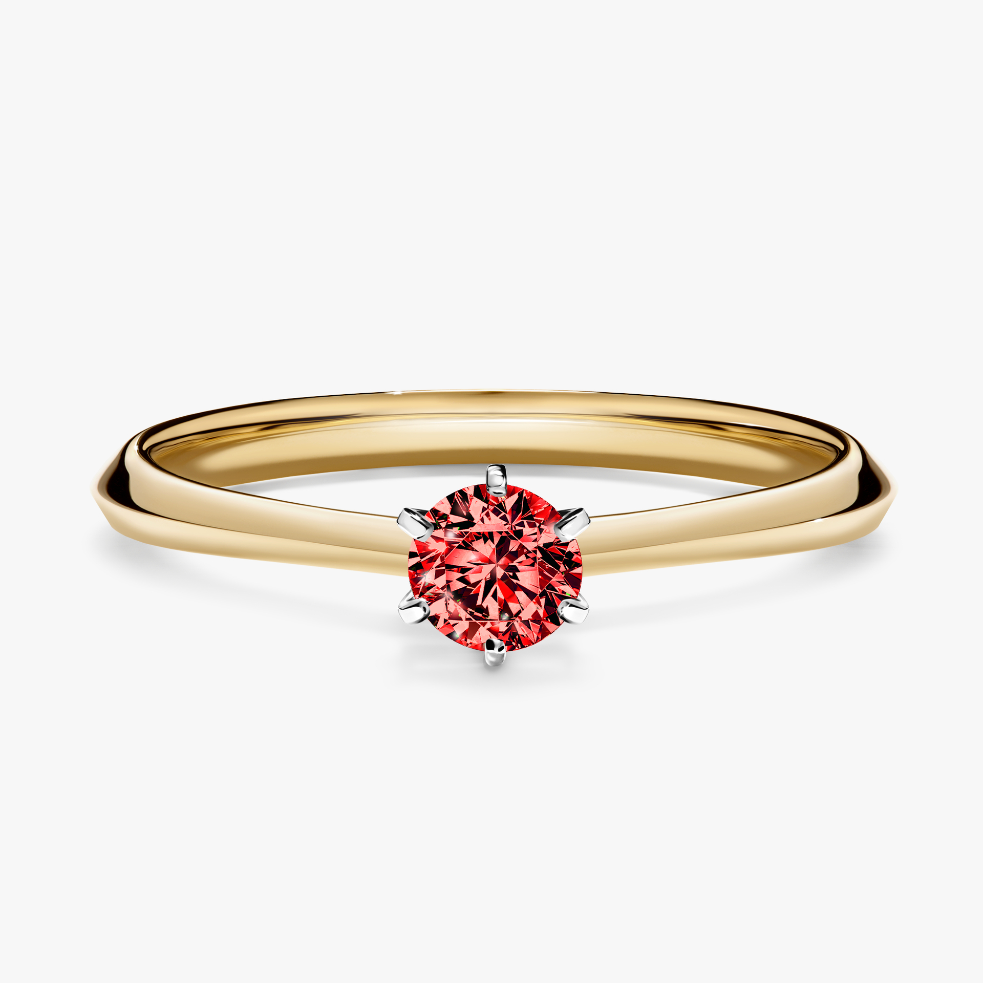 Pierścionek zaręczynowy My Queen z żółtego złota z czerwonym diamentem 0,25ct