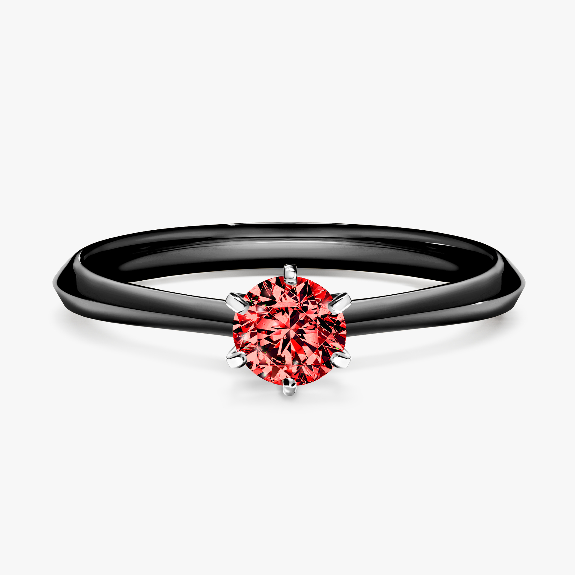 Pierścionek zaręczynowy My Queen z czarnego złota z czerwonym diamentem 0,30ct