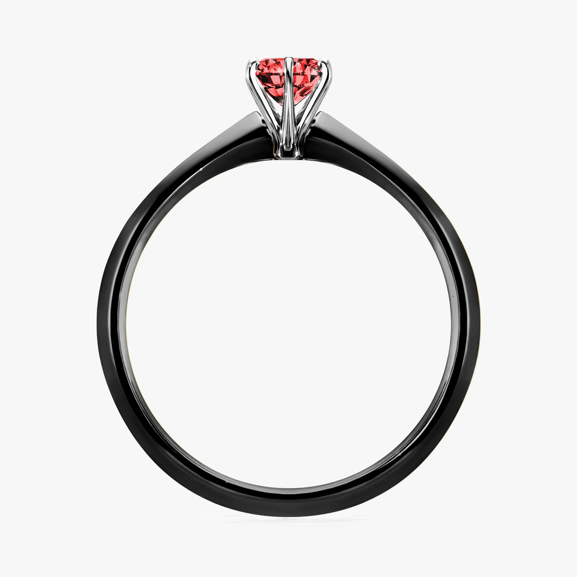 Pierścionek zaręczynowy My Queen z czarnego złota z czerwonym diamentem 0,30ct