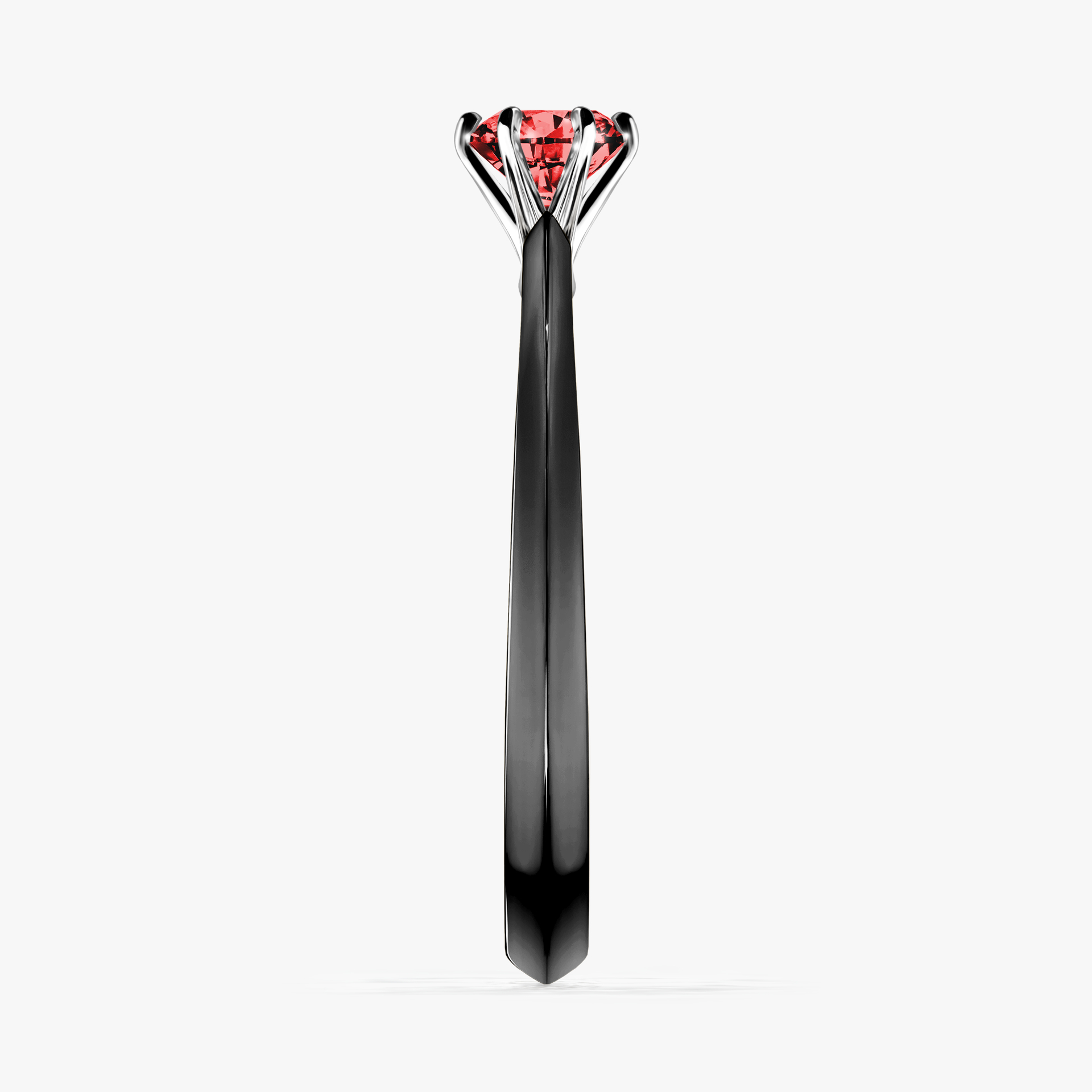 Pierścionek zaręczynowy My Queen z czarnego złota z czerwonym diamentem 0,30ct