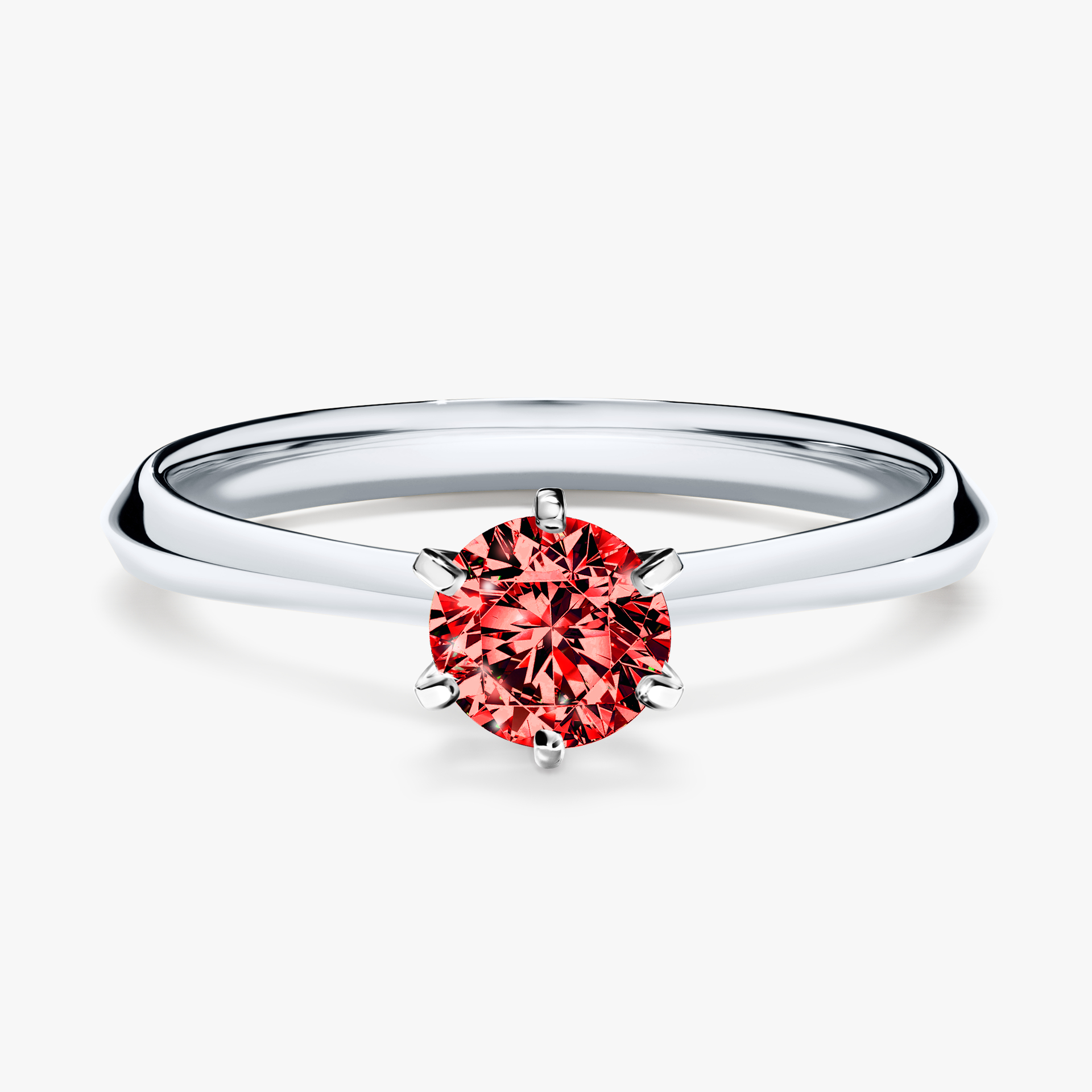Pierścionek zaręczynowy My Queen z białego złota z czerwonym diamentem 0,50ct