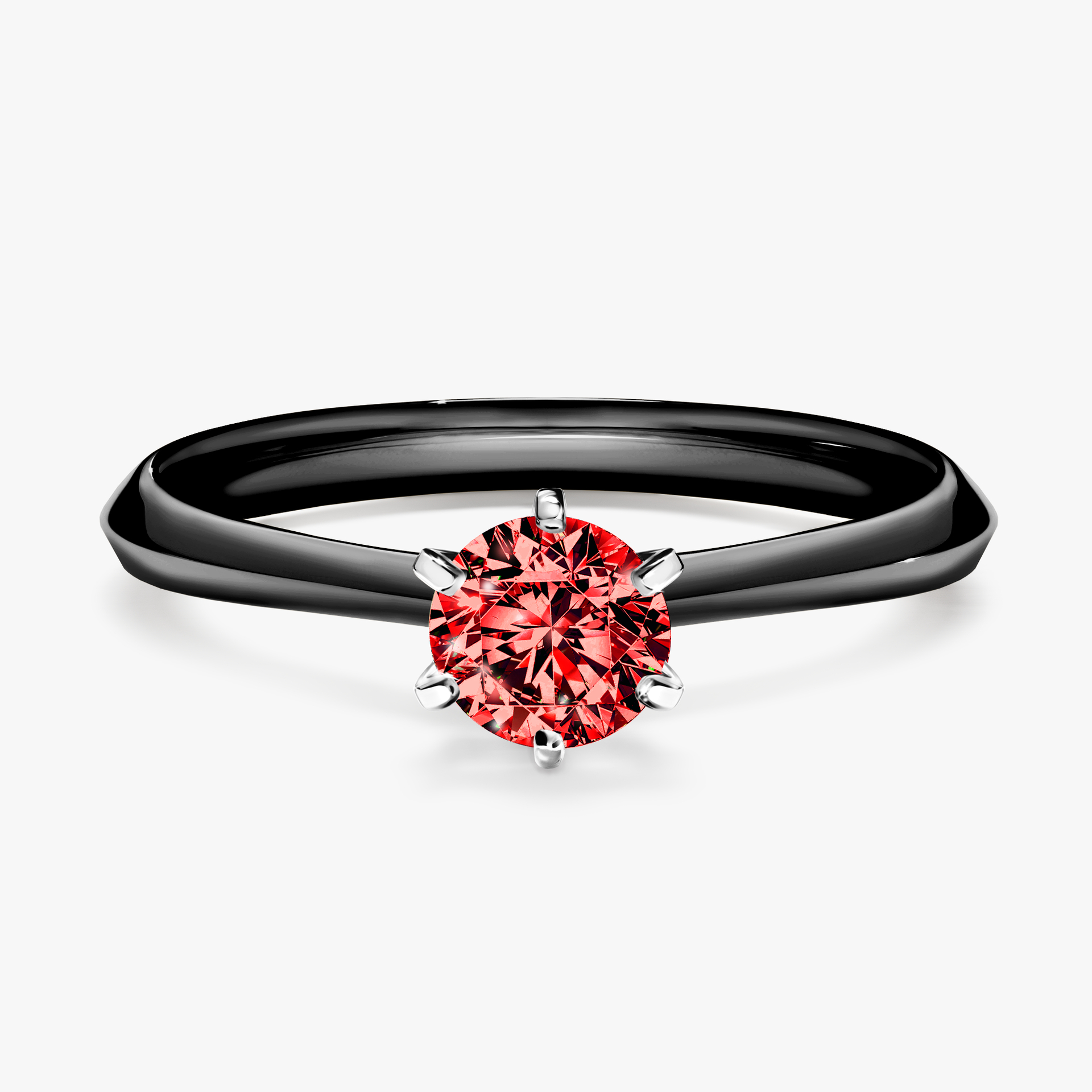 Pierścionek zaręczynowy My Queen z czarnego złota z czerwonym diamentem 0,50ct