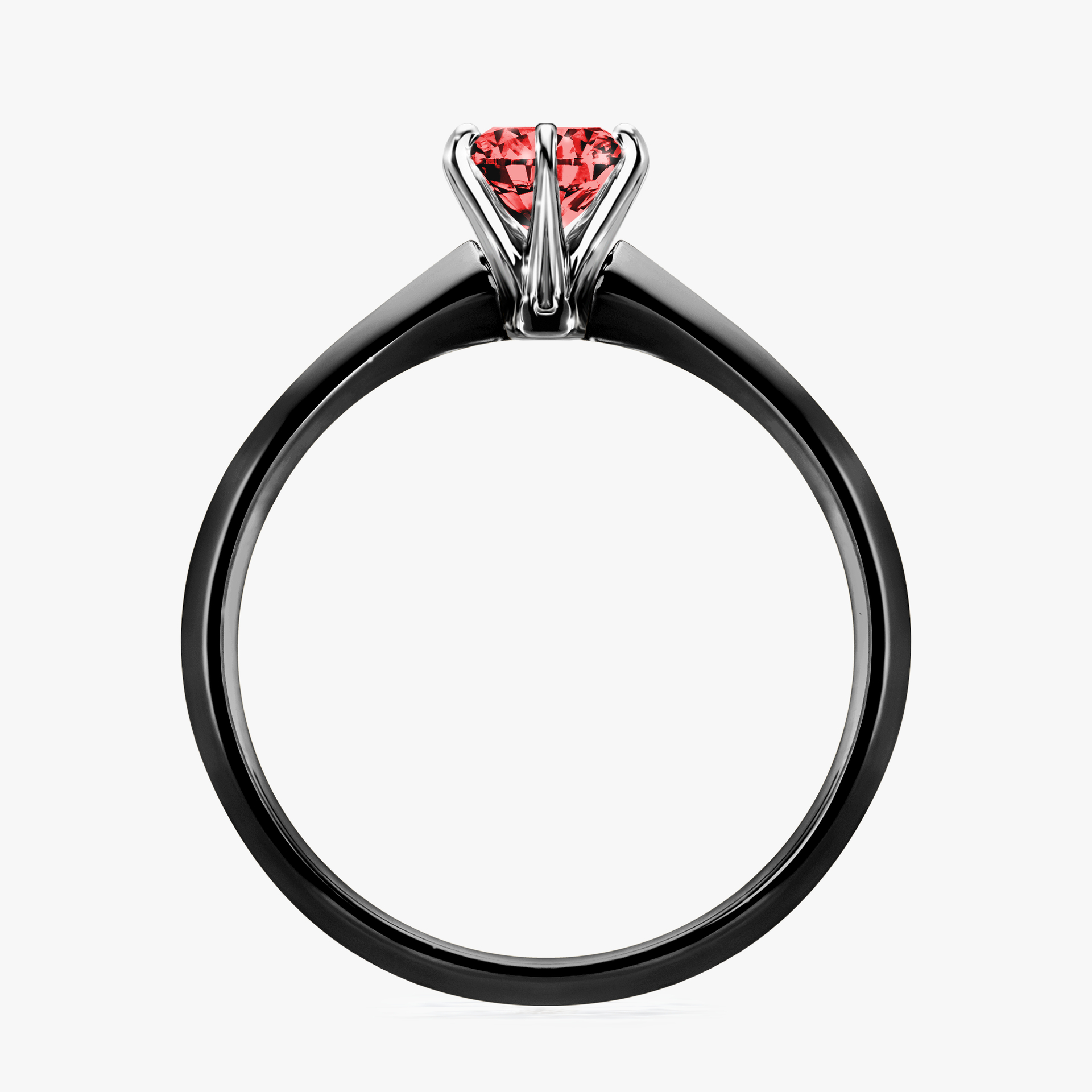 Pierścionek zaręczynowy My Queen z czarnego złota z czerwonym diamentem 0,50ct