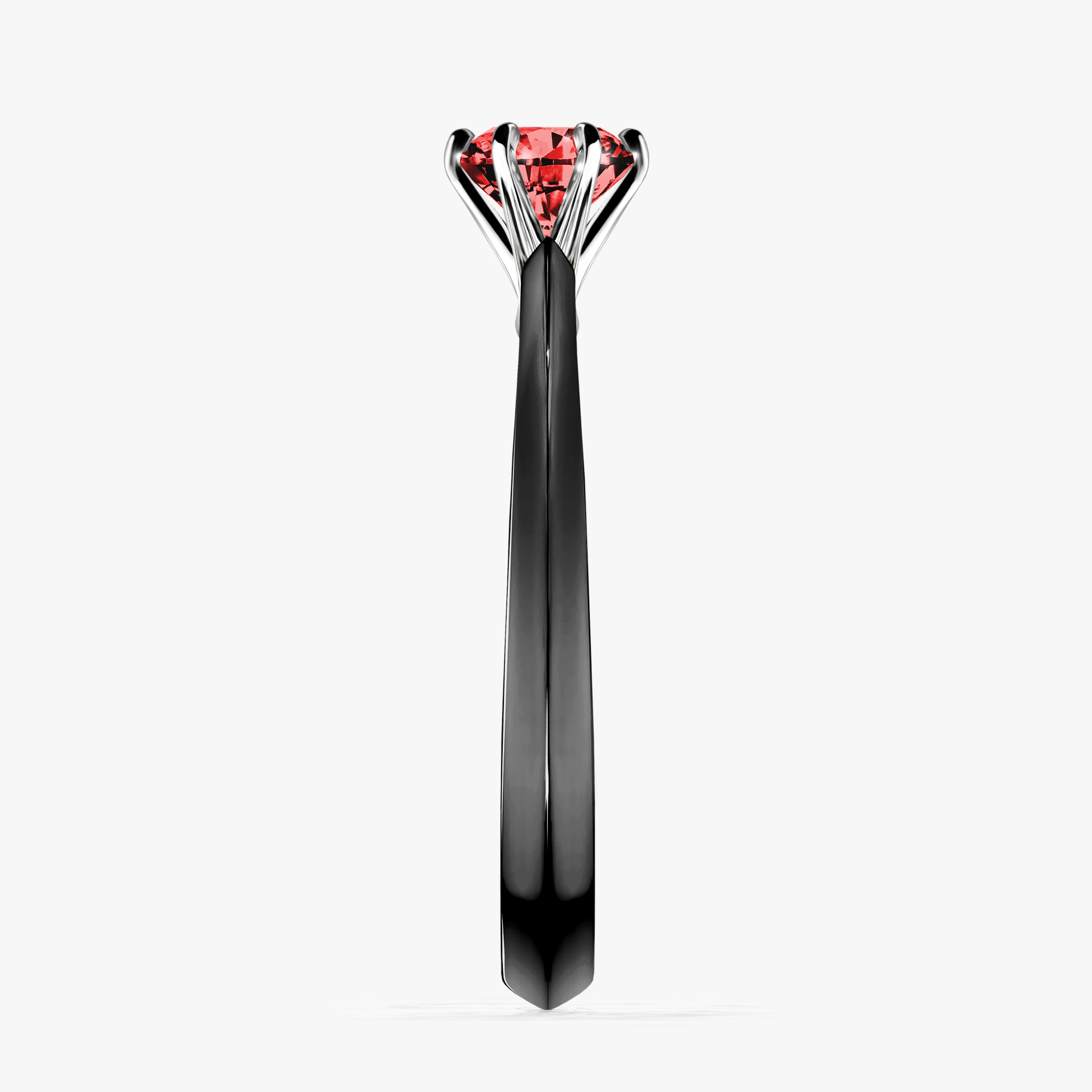 Pierścionek zaręczynowy My Queen z czarnego złota z czerwonym diamentem 0,50ct