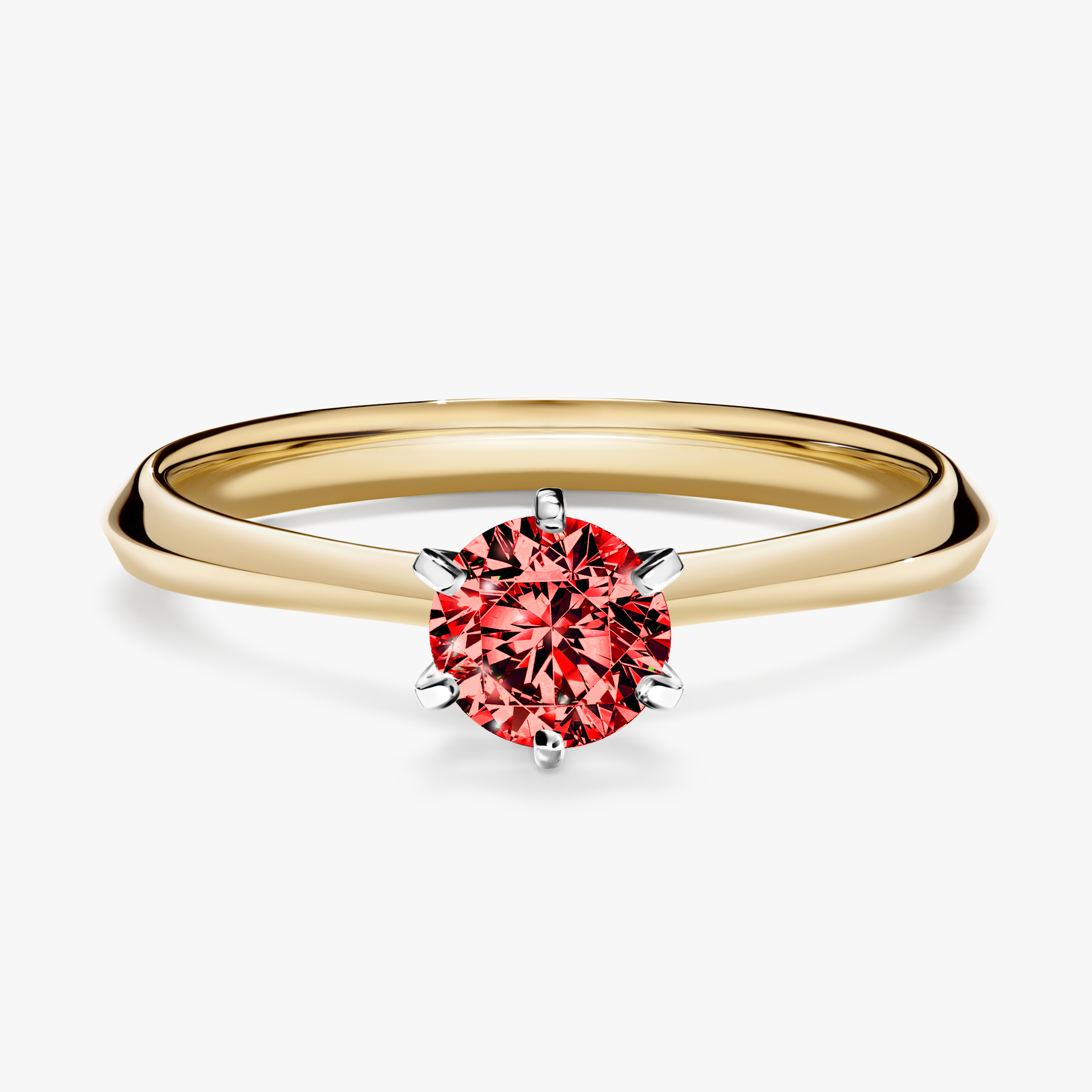 Pierścionek zaręczynowy My Queen z żółtego złota z czerwonym diamentem 0,50ct