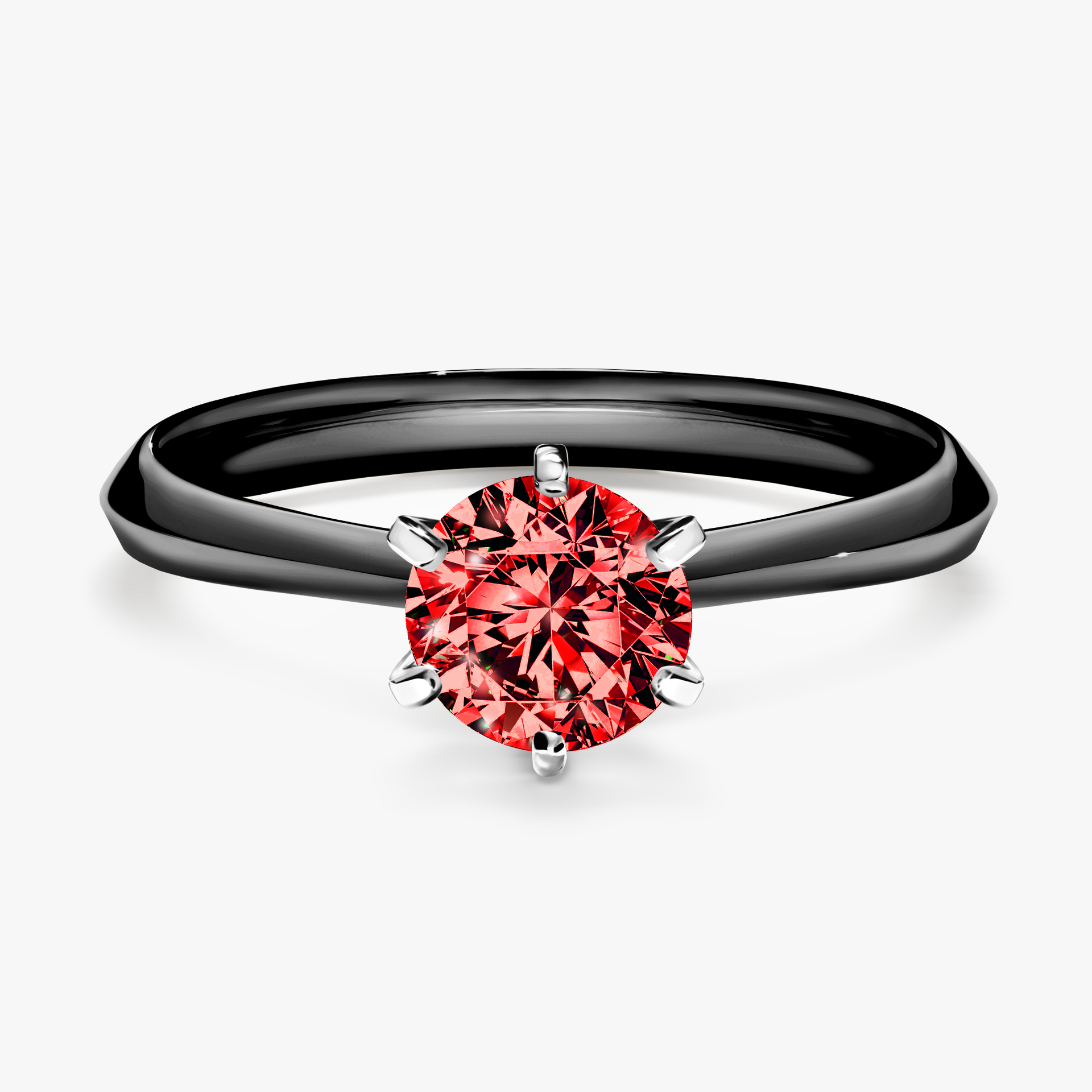 Pierścionek zaręczynowy My Queen z czarnego złota z czerwonym diamentem 0,80ct