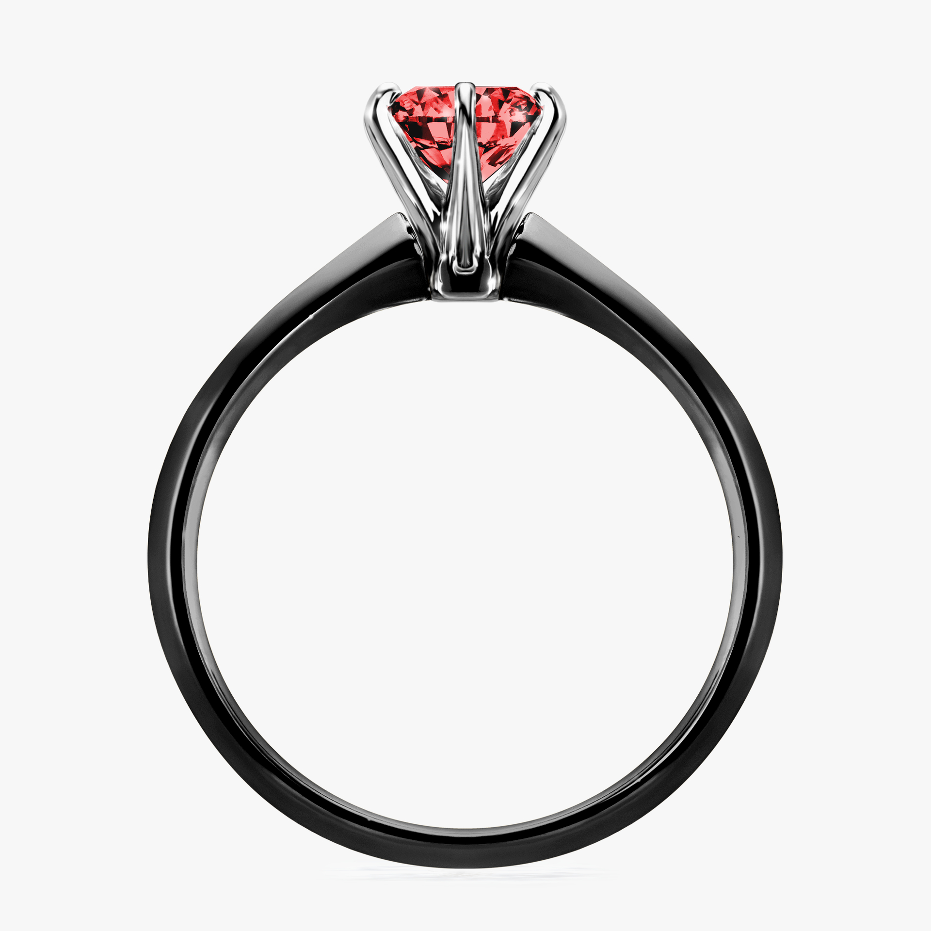 Pierścionek zaręczynowy My Queen z czarnego złota z czerwonym diamentem 0,80ct