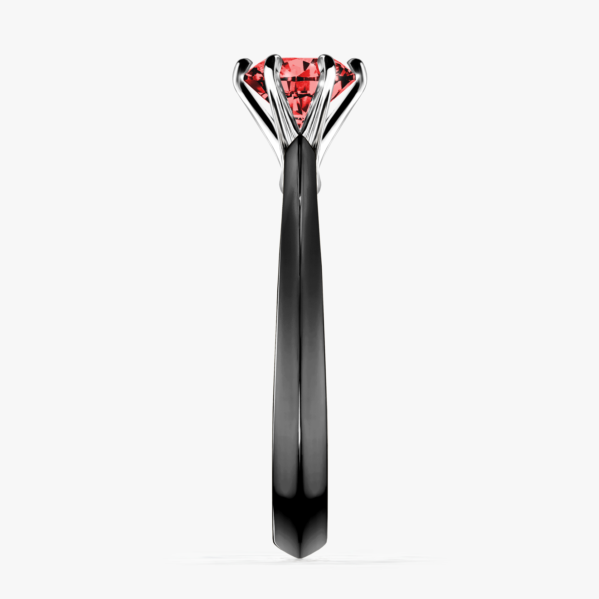 Pierścionek zaręczynowy My Queen z czarnego złota z czerwonym diamentem 0,80ct