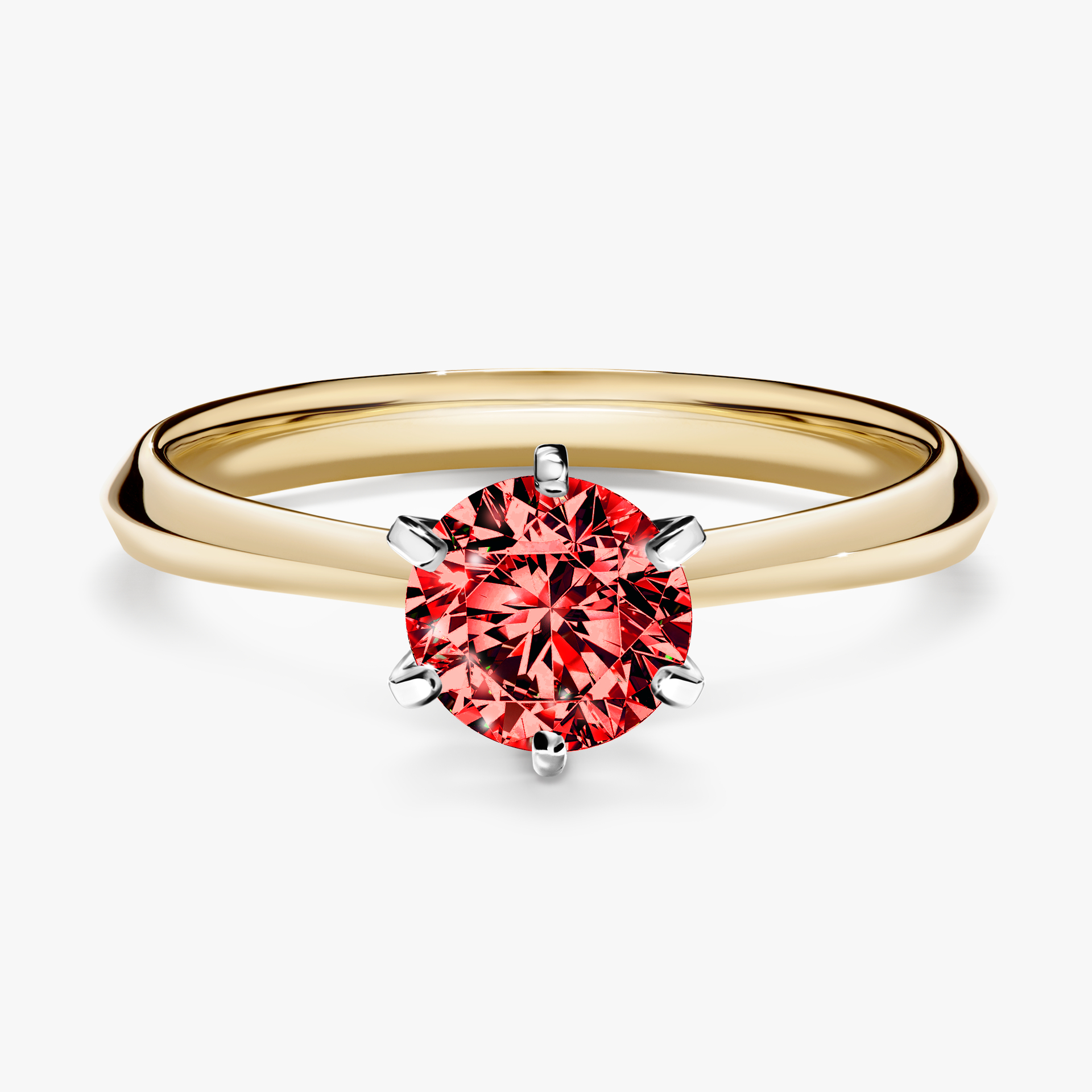 Pierścionek zaręczynowy My Queen z żółtego złota z czerwonym diamentem 0,80ct