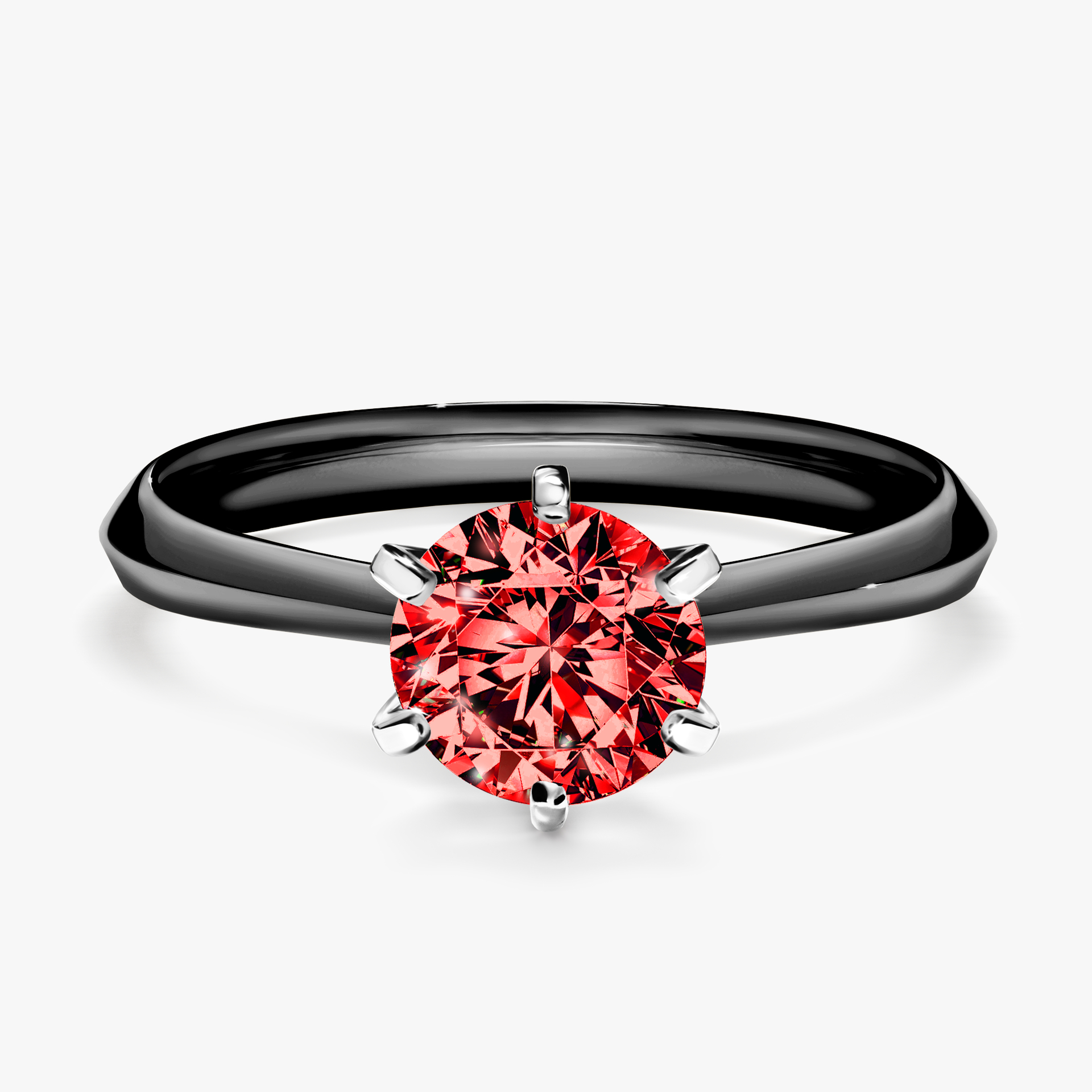 Pierścionek zaręczynowy My Queen z czarnego złota z czerwonym diamentem 1,00ct