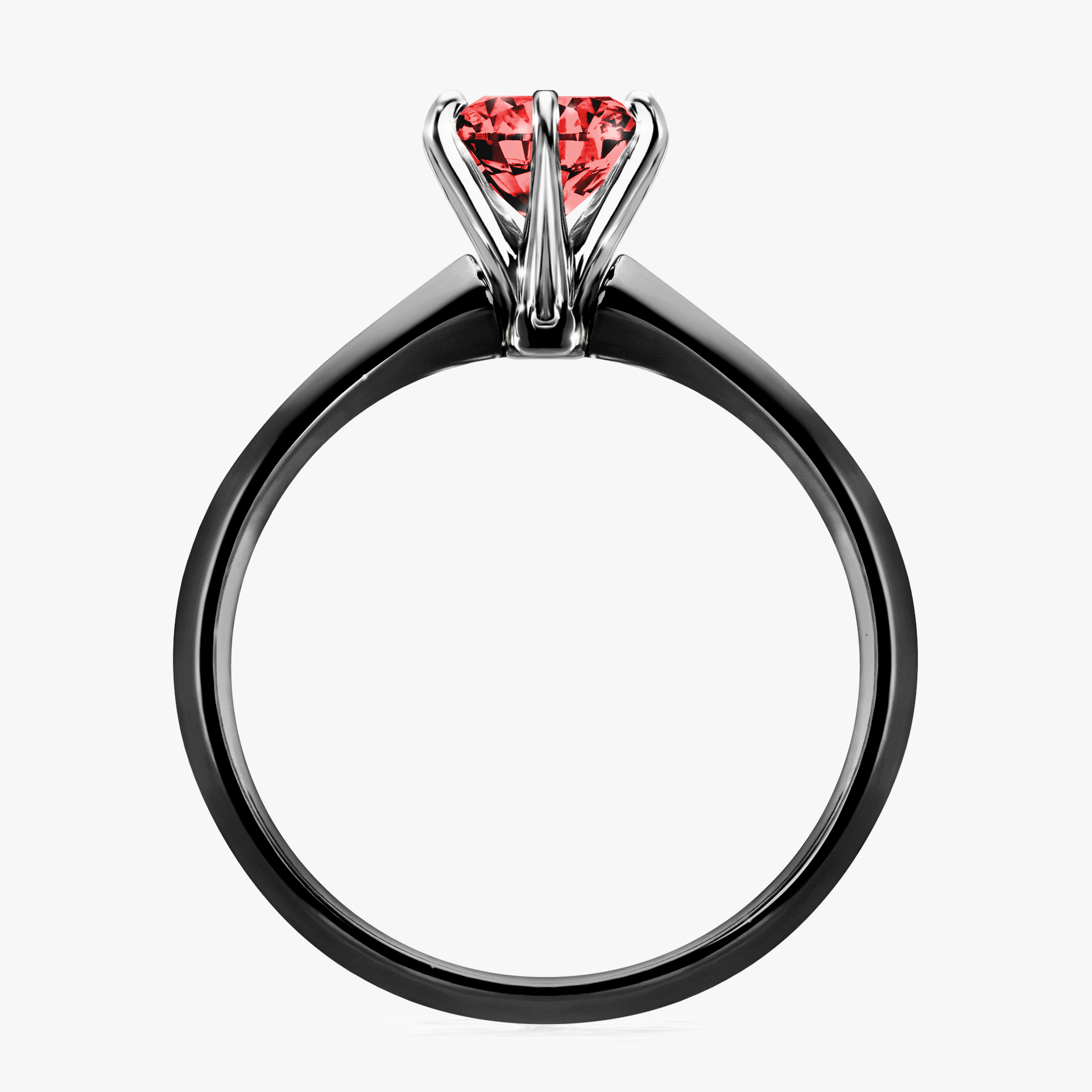 Pierścionek zaręczynowy My Queen z czarnego złota z czerwonym diamentem 1,00ct