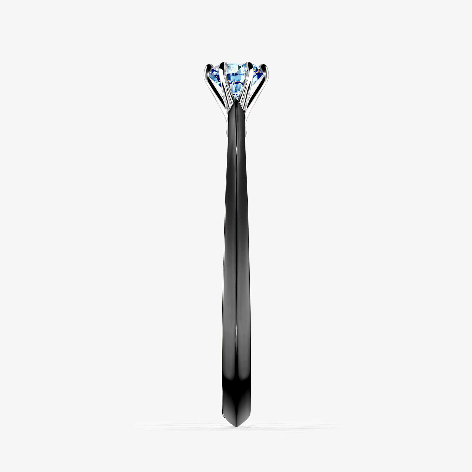 Pierścionek zaręczynowy My Queen z czarnego złota z niebieskim diamentem 0,17ct