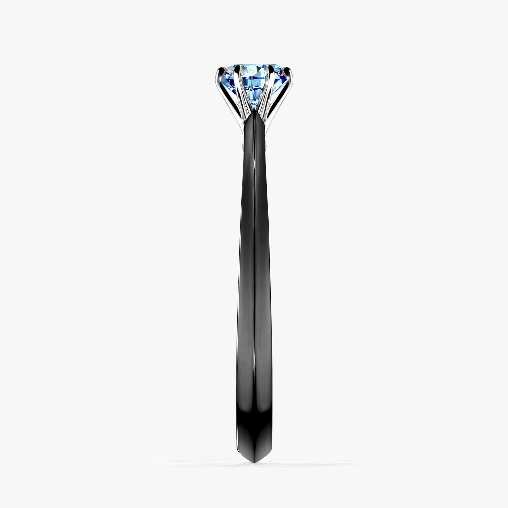Pierścionek zaręczynowy My Queen z czarnego złota z niebieskim diamentem 0,25ct