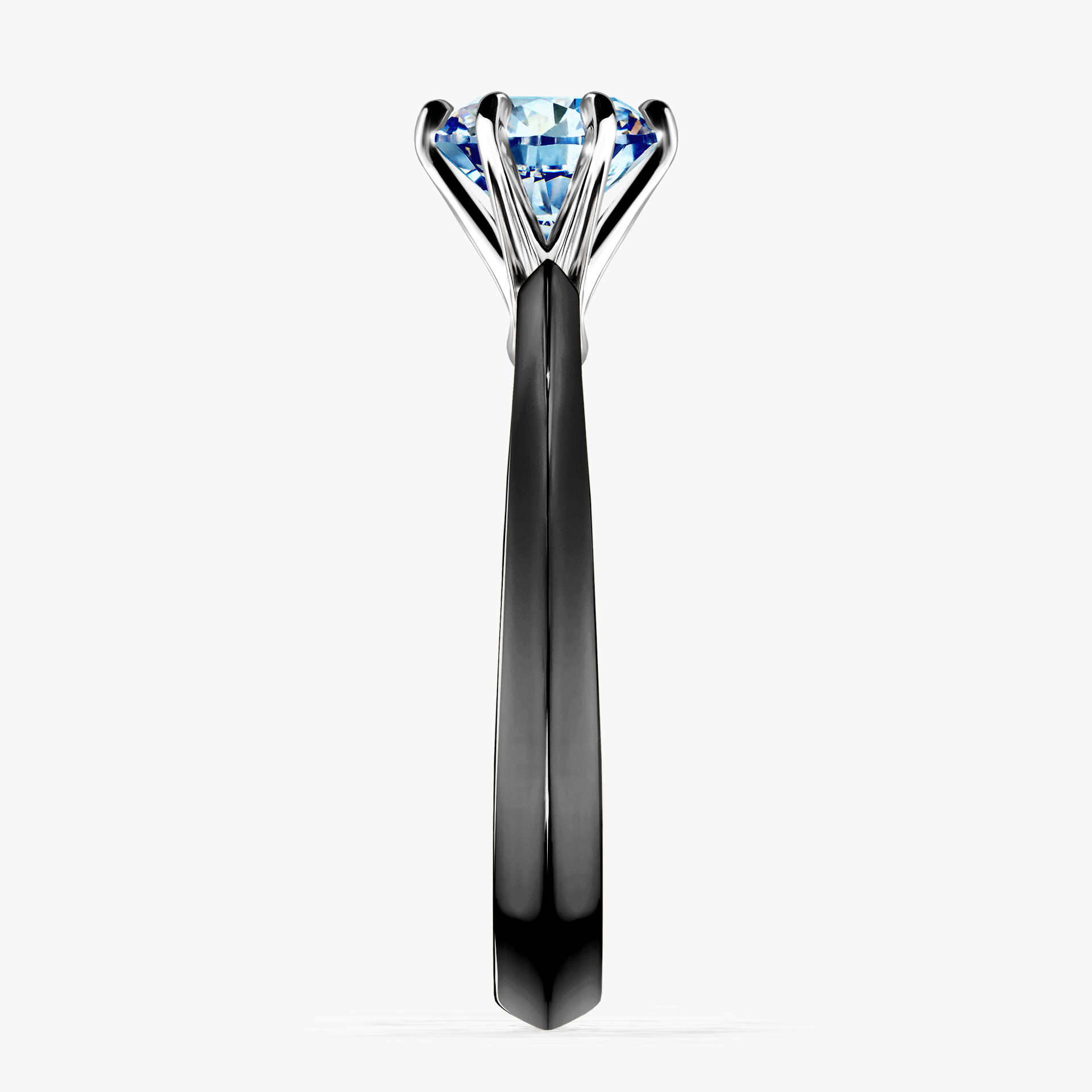 Pierścionek zaręczynowy My Queen z czarnego złota z niebieskim diamentem 1,00ct