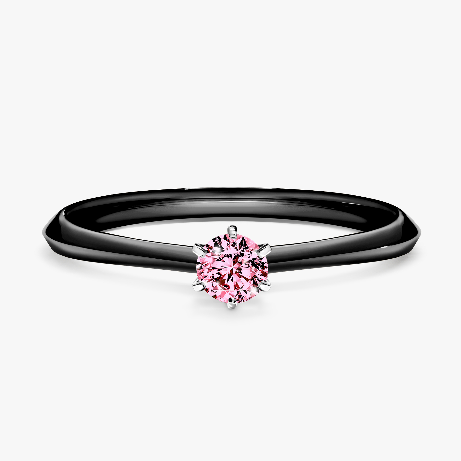 Pierścionek zaręczynowy My Queen z czarnego złota z różowym diamentem 0,17ct