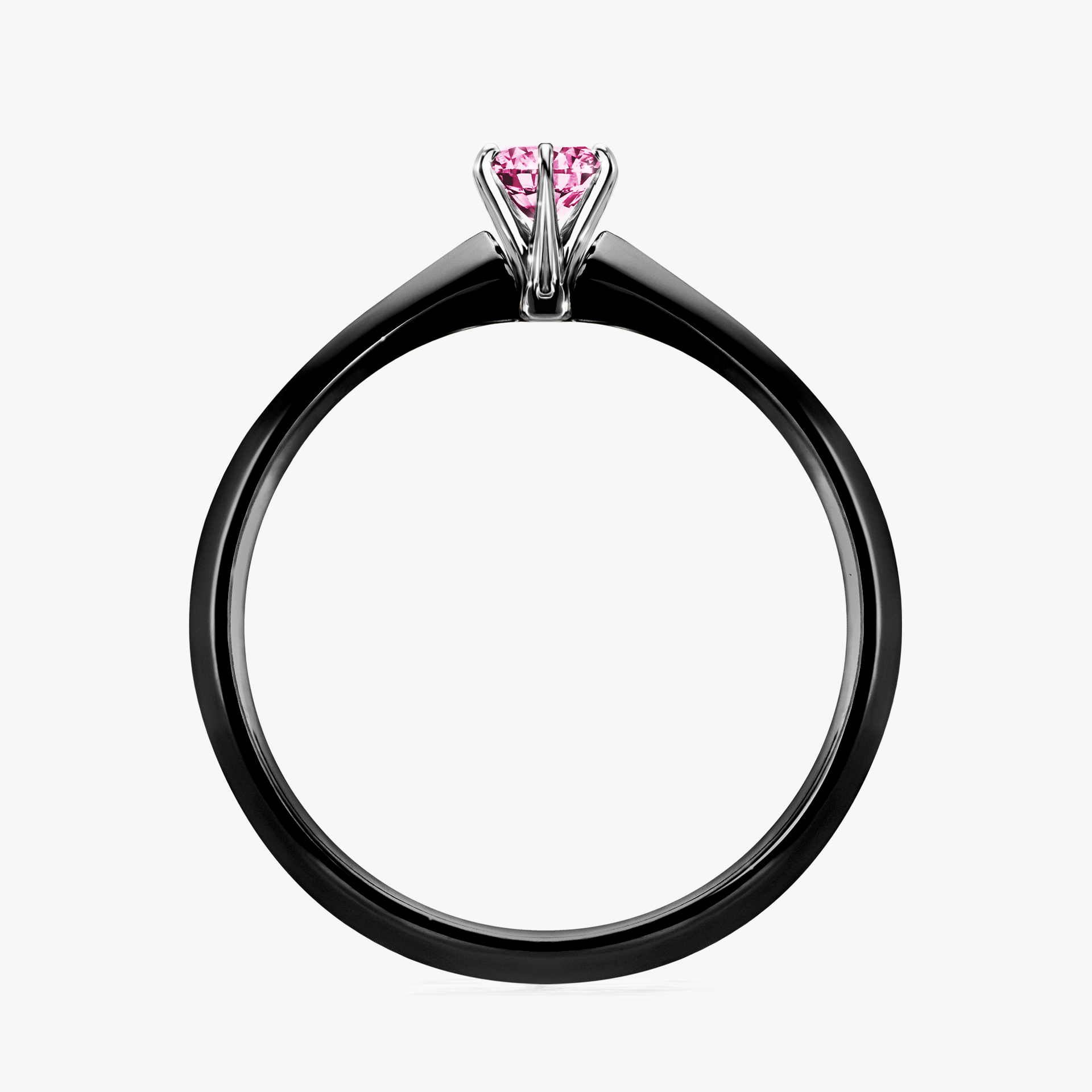 Pierścionek zaręczynowy My Queen z czarnego złota z różowym diamentem 0,17ct