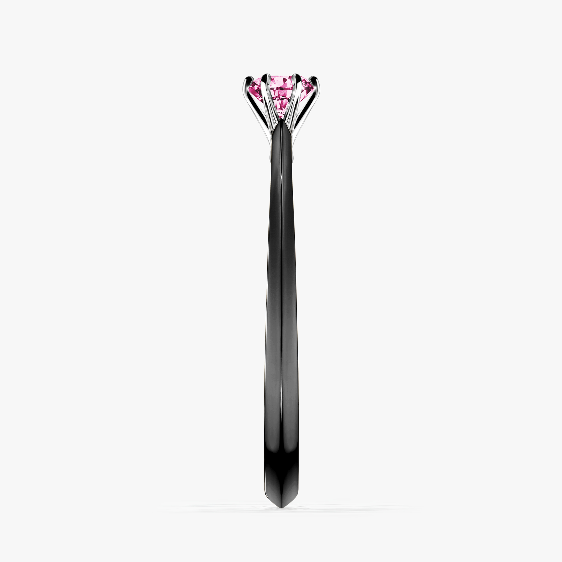 Pierścionek zaręczynowy My Queen z czarnego złota z różowym diamentem 0,17ct