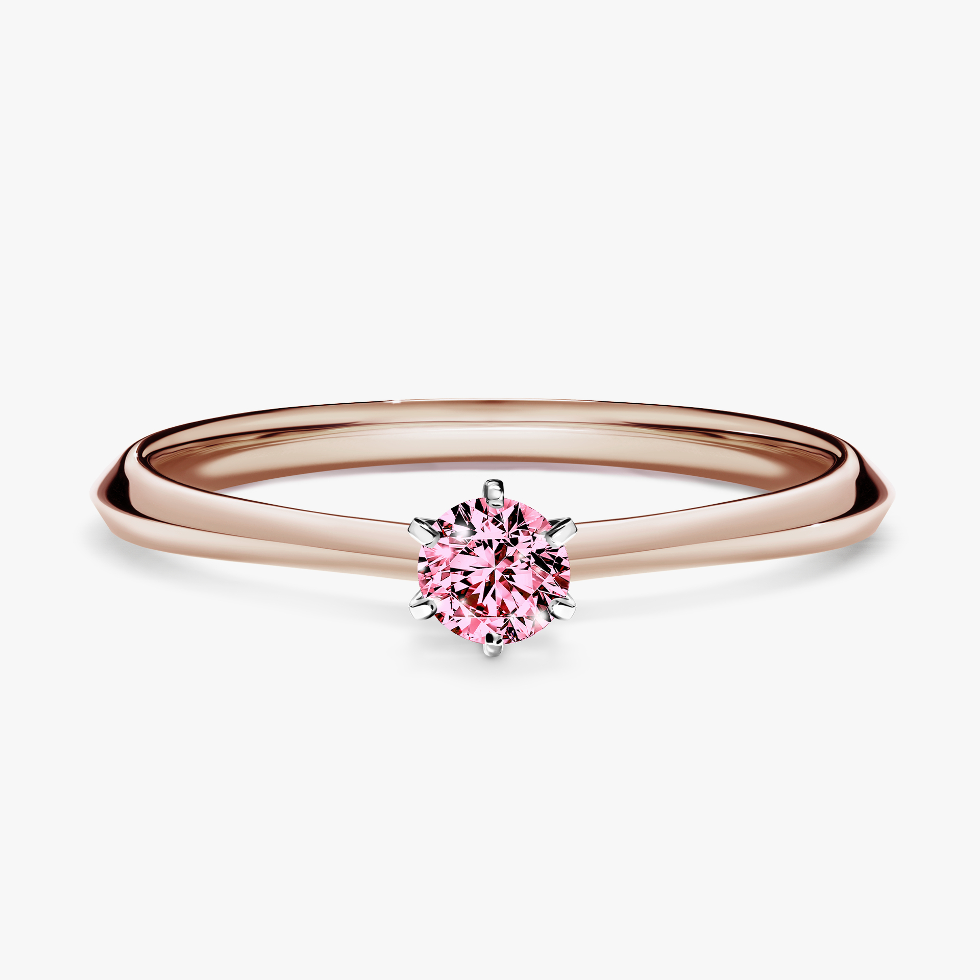 Pierścionek zaręczynowy My Queen z różowego złota z różowym diamentem 0,17ct