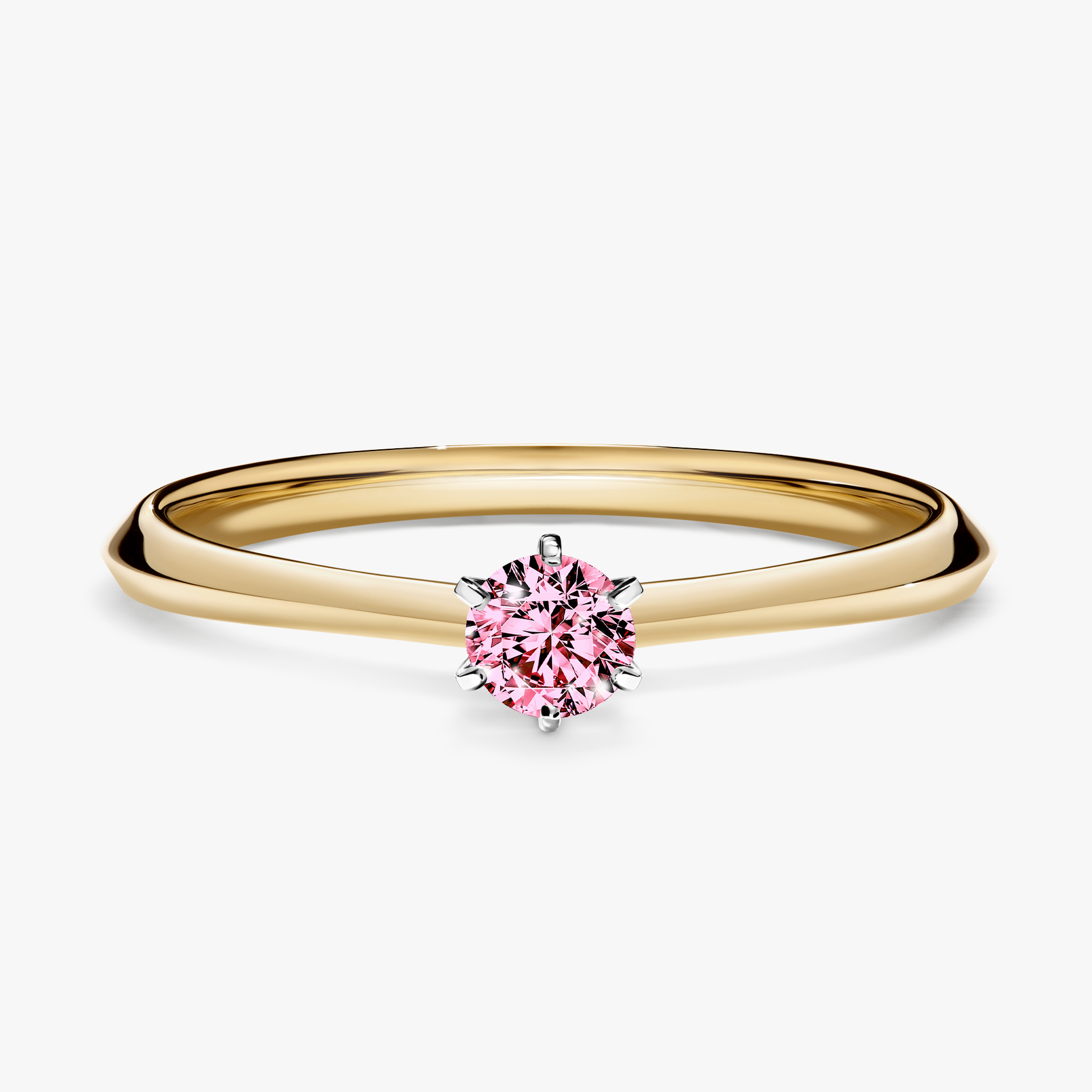 Pierścionek zaręczynowy My Queen z żółtego złota z różowym diamentem 0,17ct