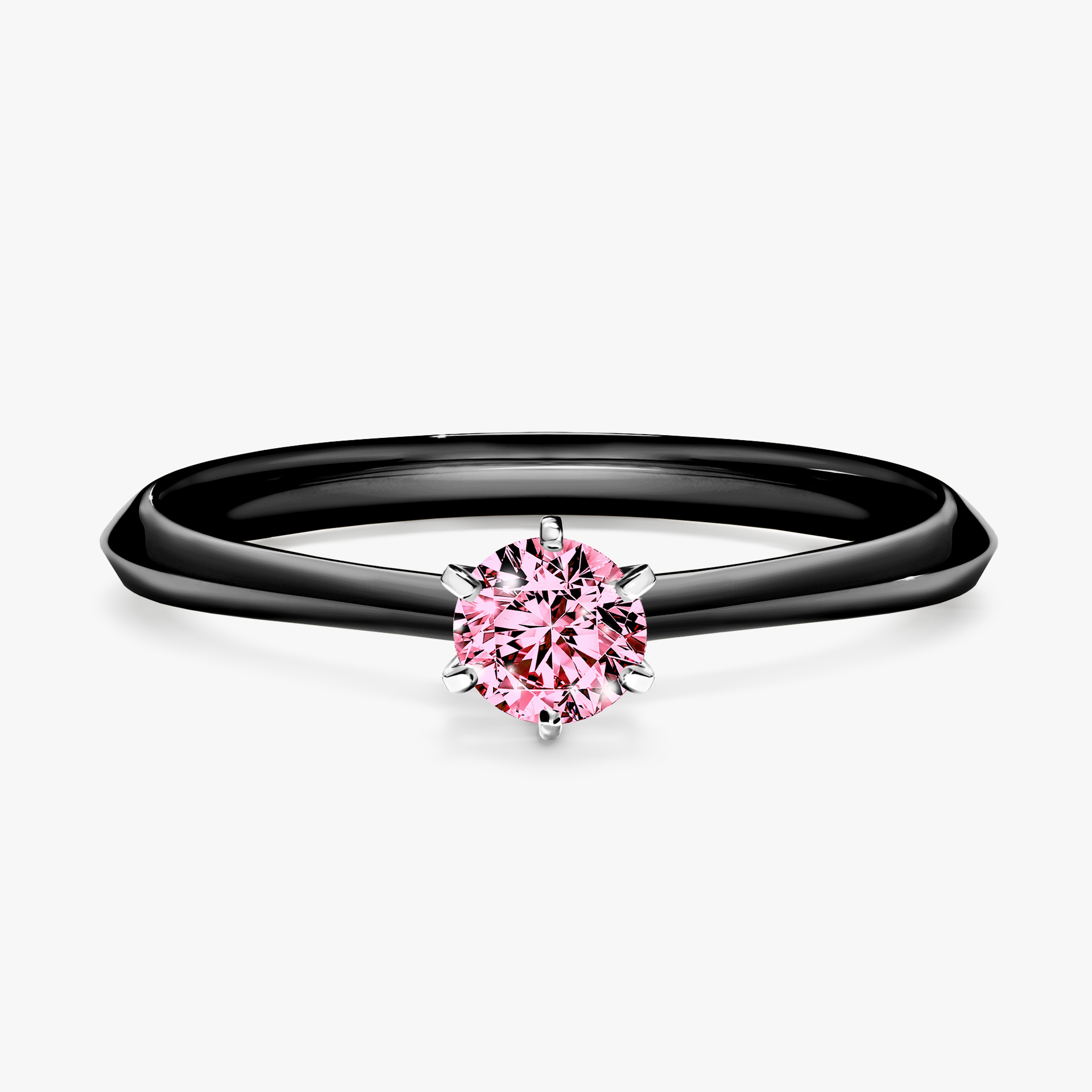 Pierścionek zaręczynowy My Queen z czarnego złota z różowym diamentem 0,25ct