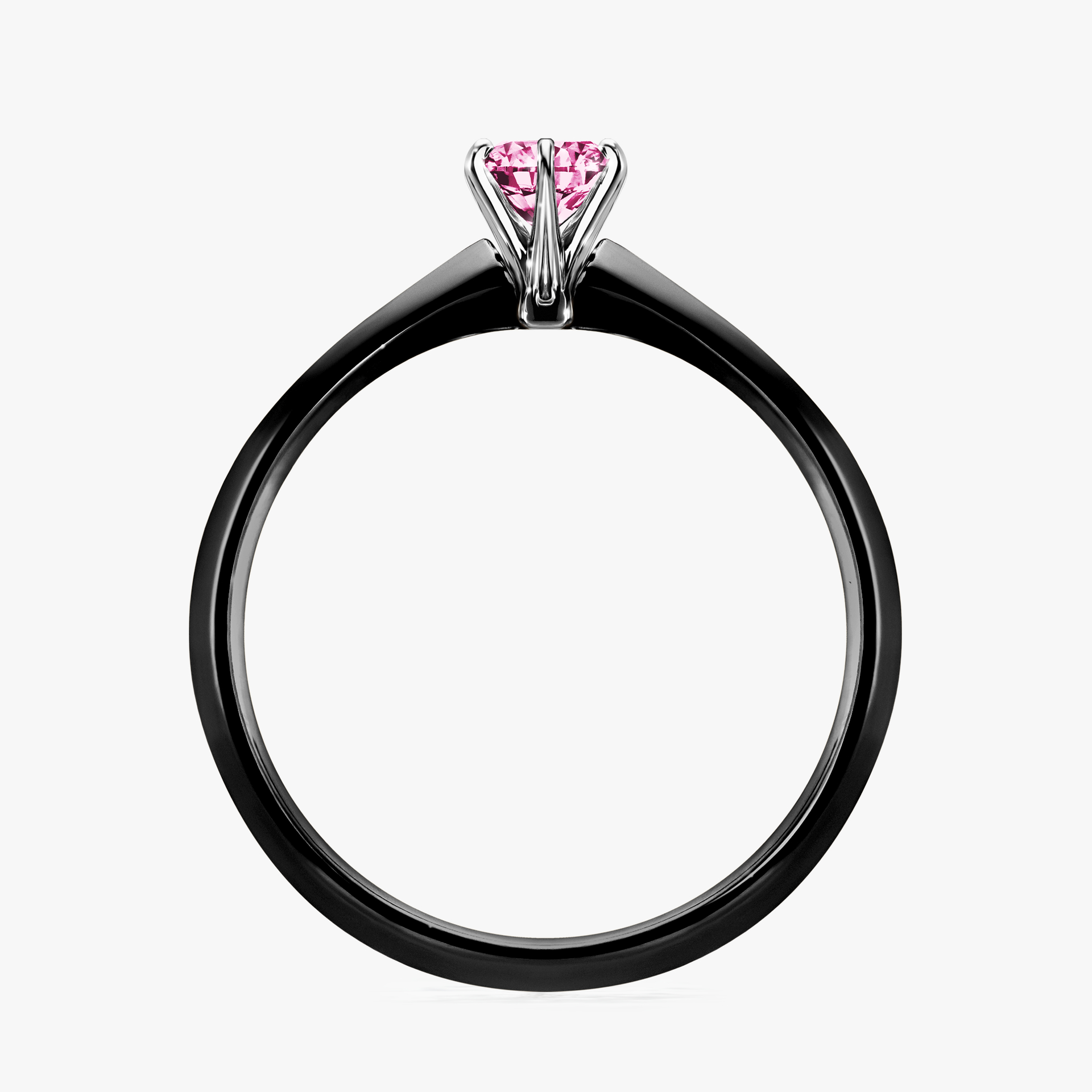 Pierścionek zaręczynowy My Queen z czarnego złota z różowym diamentem 0,25ct