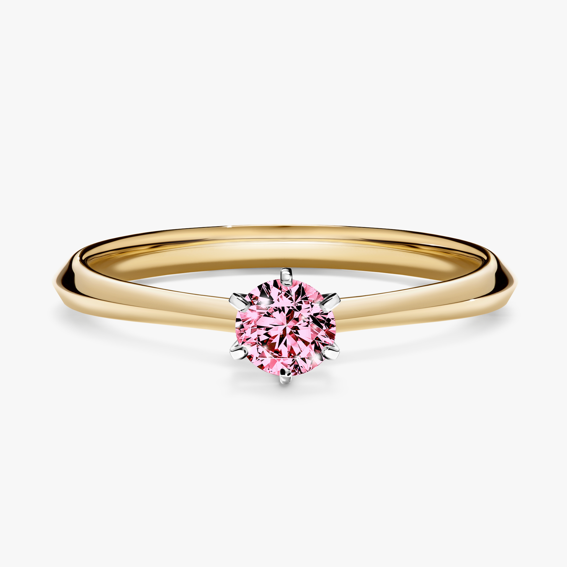 Pierścionek zaręczynowy My Queen z żółtego złota z różowym diamentem 0,25ct