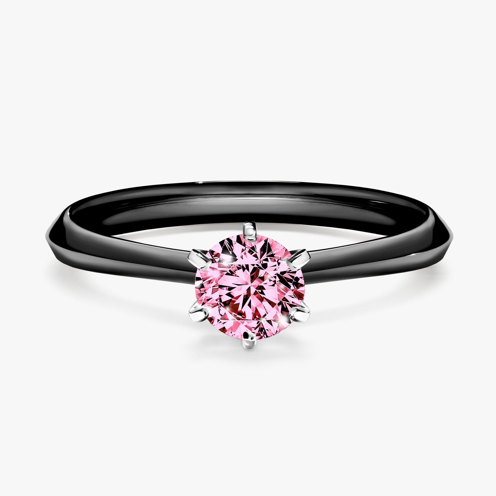 Pierścionek zaręczynowy My Queen z czarnego złota z różowym diamentem 0,50ct