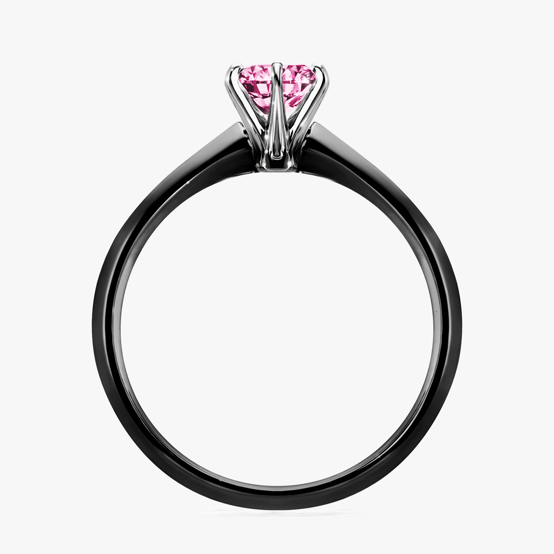 Pierścionek zaręczynowy My Queen z czarnego złota z różowym diamentem 0,50ct