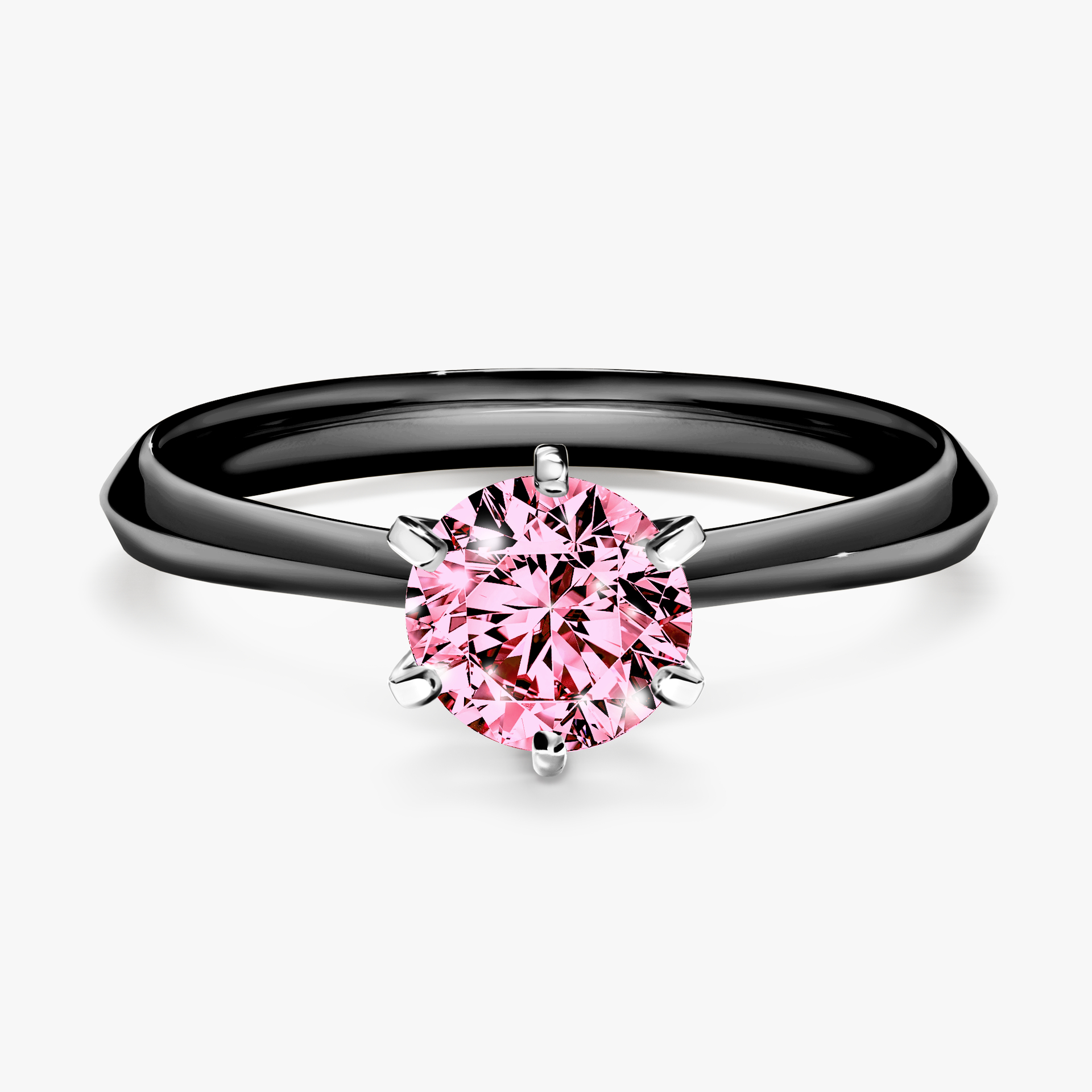 Pierścionek zaręczynowy My Queen z czarnego złota z różowym diamentem 0,80ct
