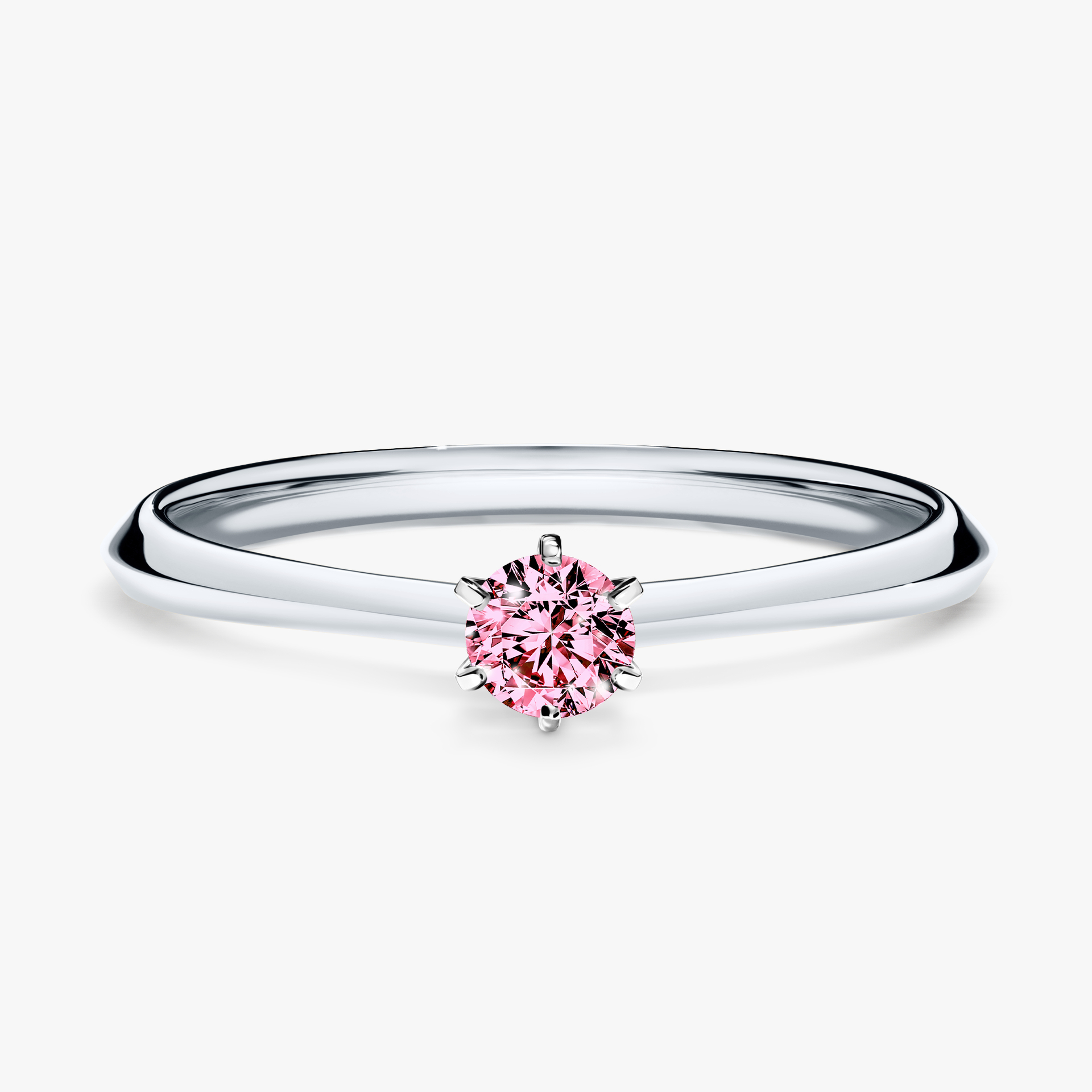 Pierścionek zaręczynowy My Queen z białego złota z różowym diamentem 0,17ct