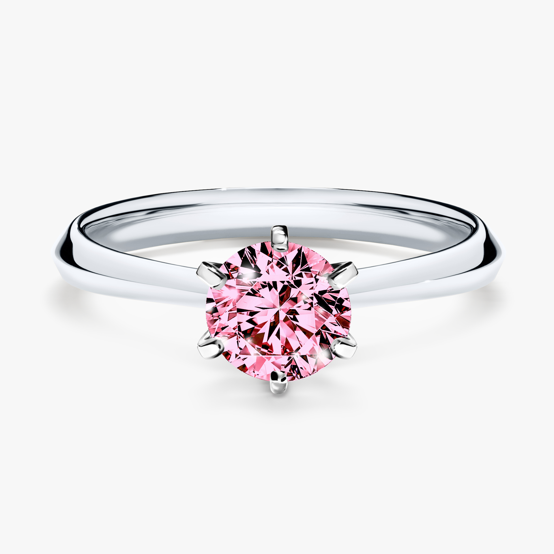 Pierścionek zaręczynowy My Queen z białego złota z różowym diamentem 0,80ct