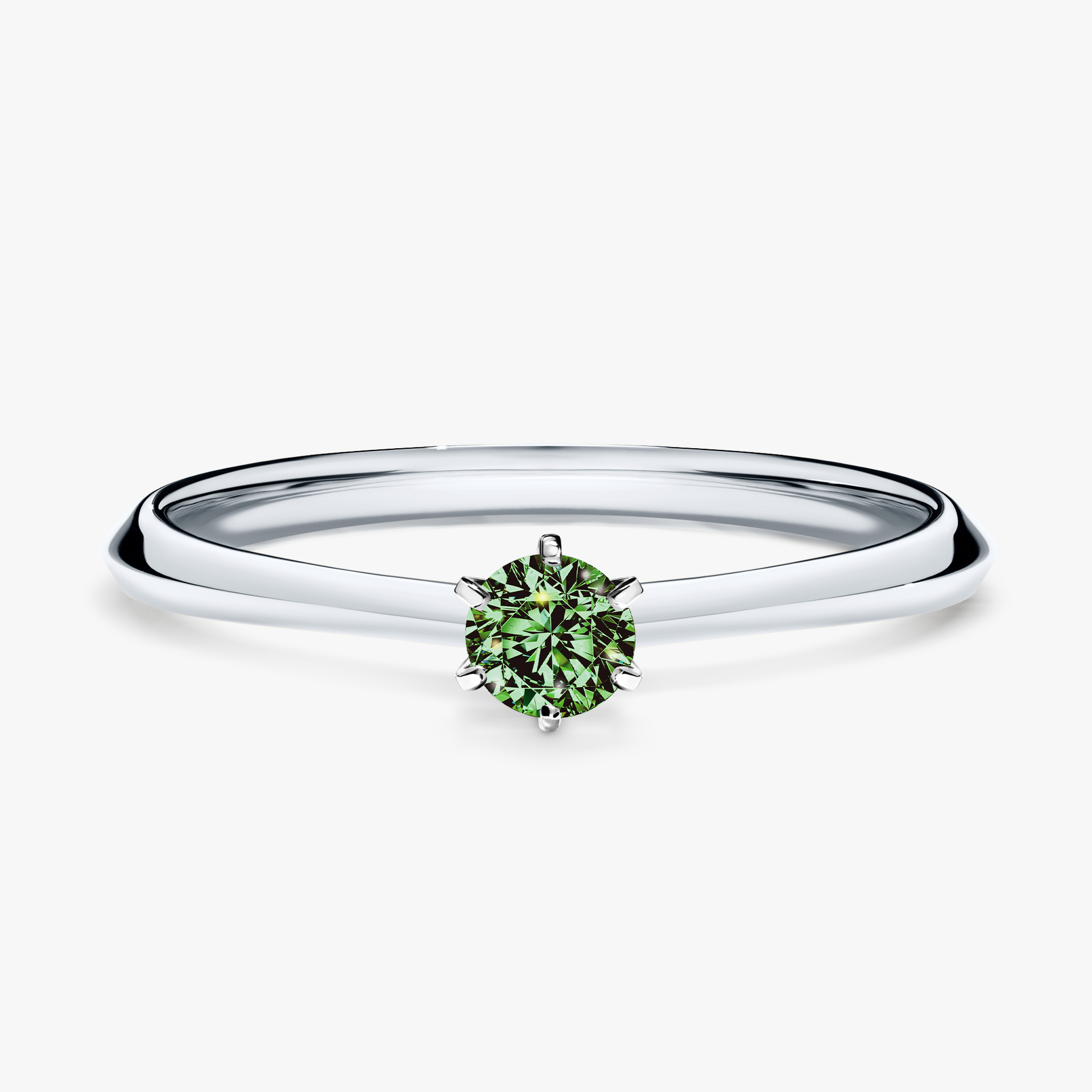 Pierścionek zaręczynowy My Queen z białego złota z ciemnym zielonym diamentem 0,17ct
