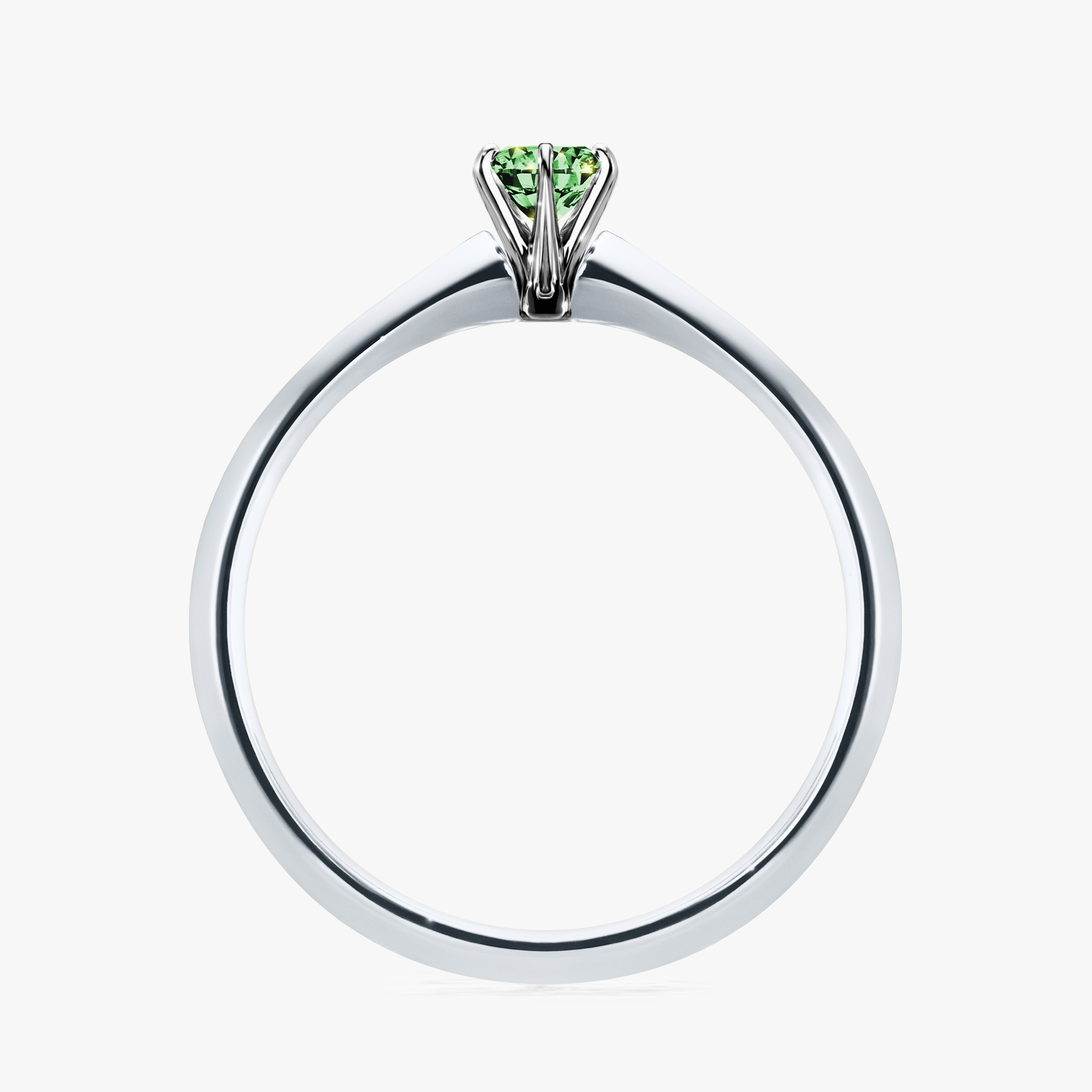 Pierścionek zaręczynowy My Queen z białego złota z ciemnym zielonym diamentem 0,17ct