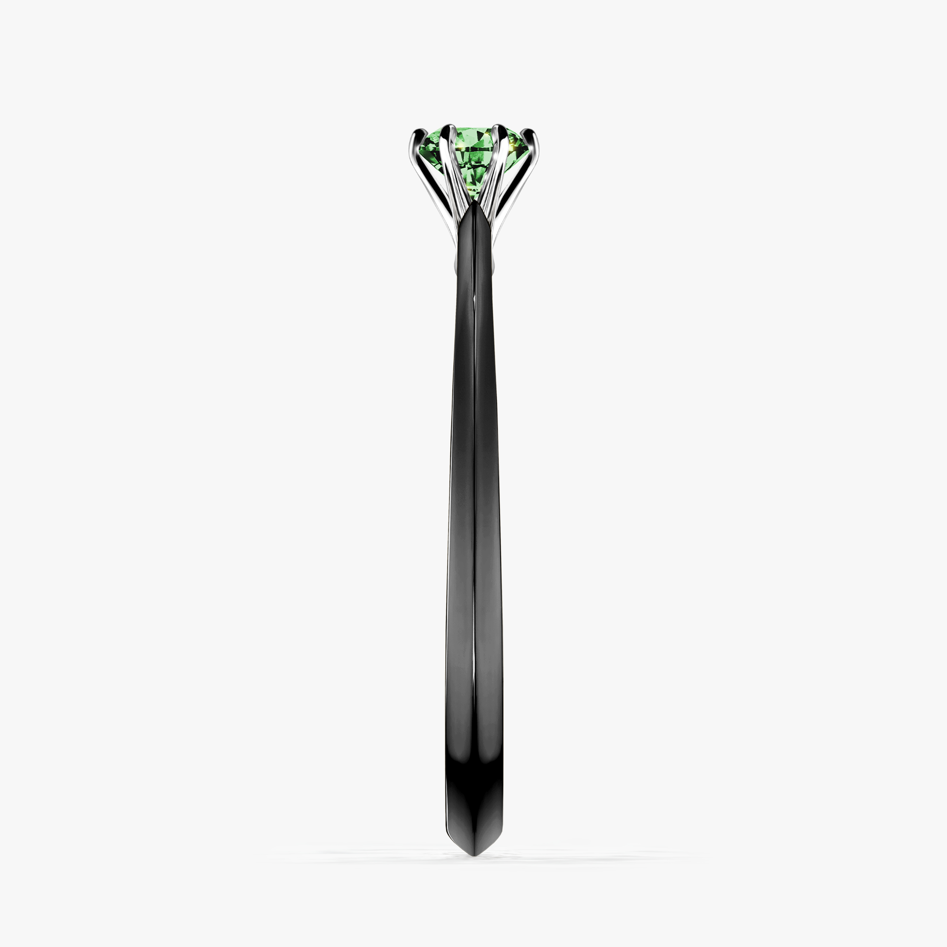 Pierścionek zaręczynowy My Queen z czarnego złota z ciemnym zielonym diamentem 0,17ct