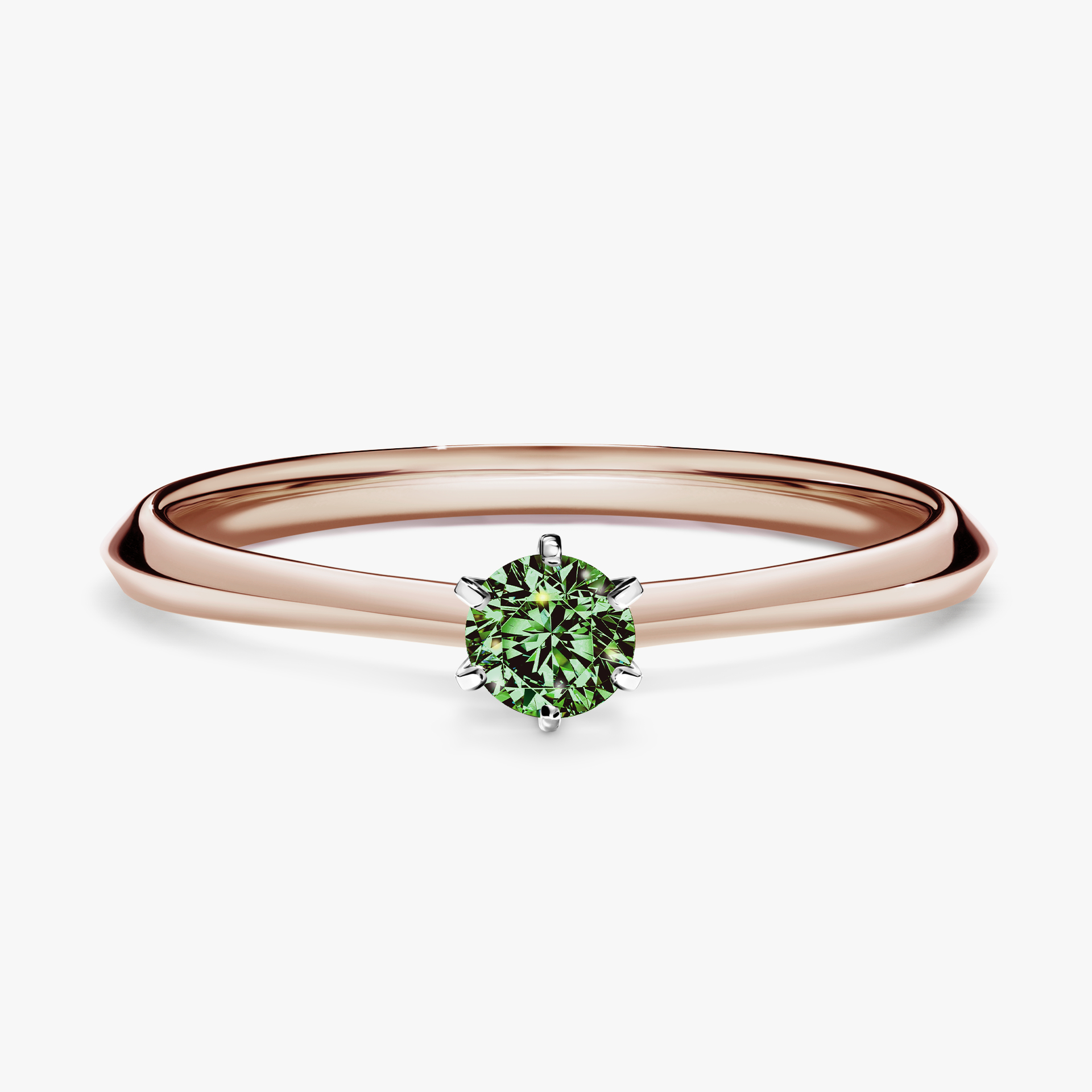 Pierścionek zaręczynowy My Queen z różowego złota z ciemnym zielonym diamentem 0,17ct