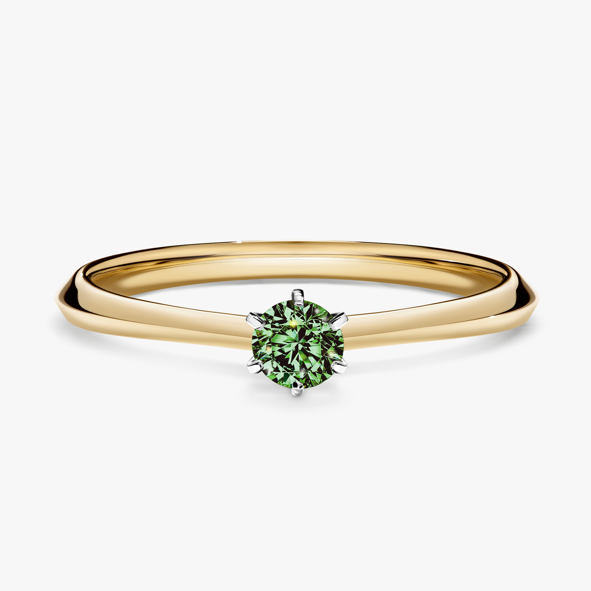 Pierścionek zaręczynowy My Queen z żółtego złota z ciemnym zielonym diamentem 0,17ct