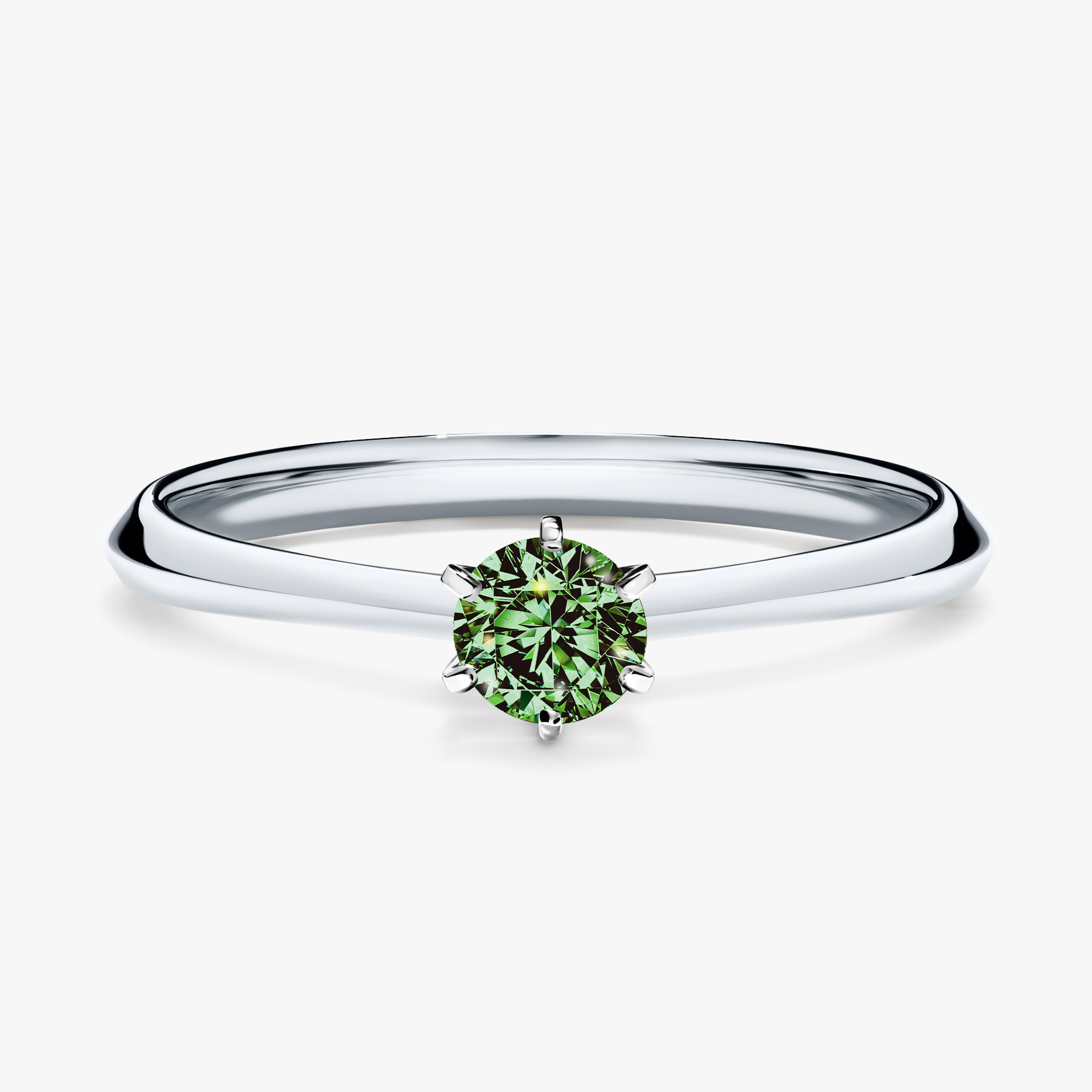 Pierścionek zaręczynowy My Queen z białego złota z ciemnym zielonym diamentem 0,25ct