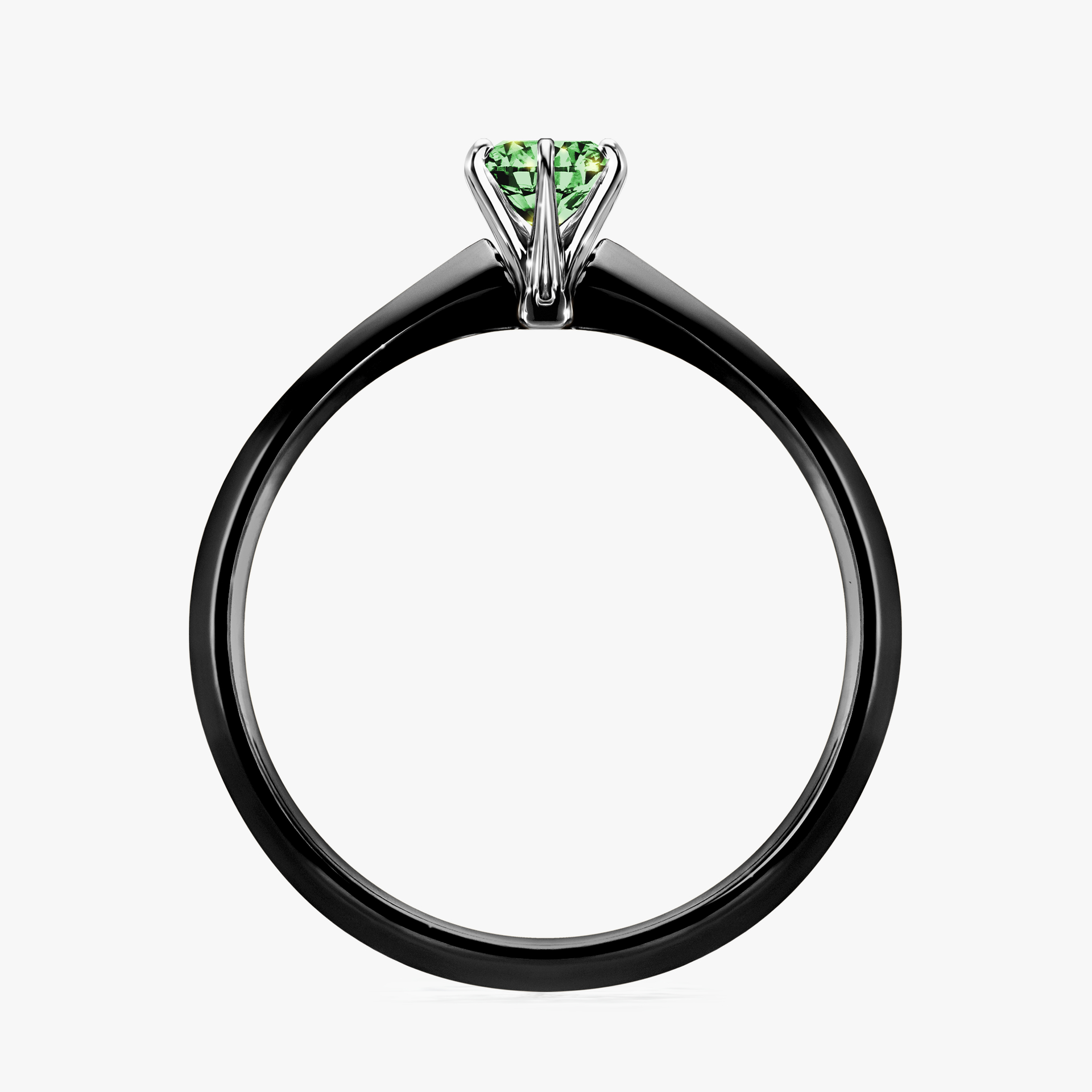 Pierścionek zaręczynowy My Queen z czarnego złota z ciemnym zielonym diamentem 0,25ct