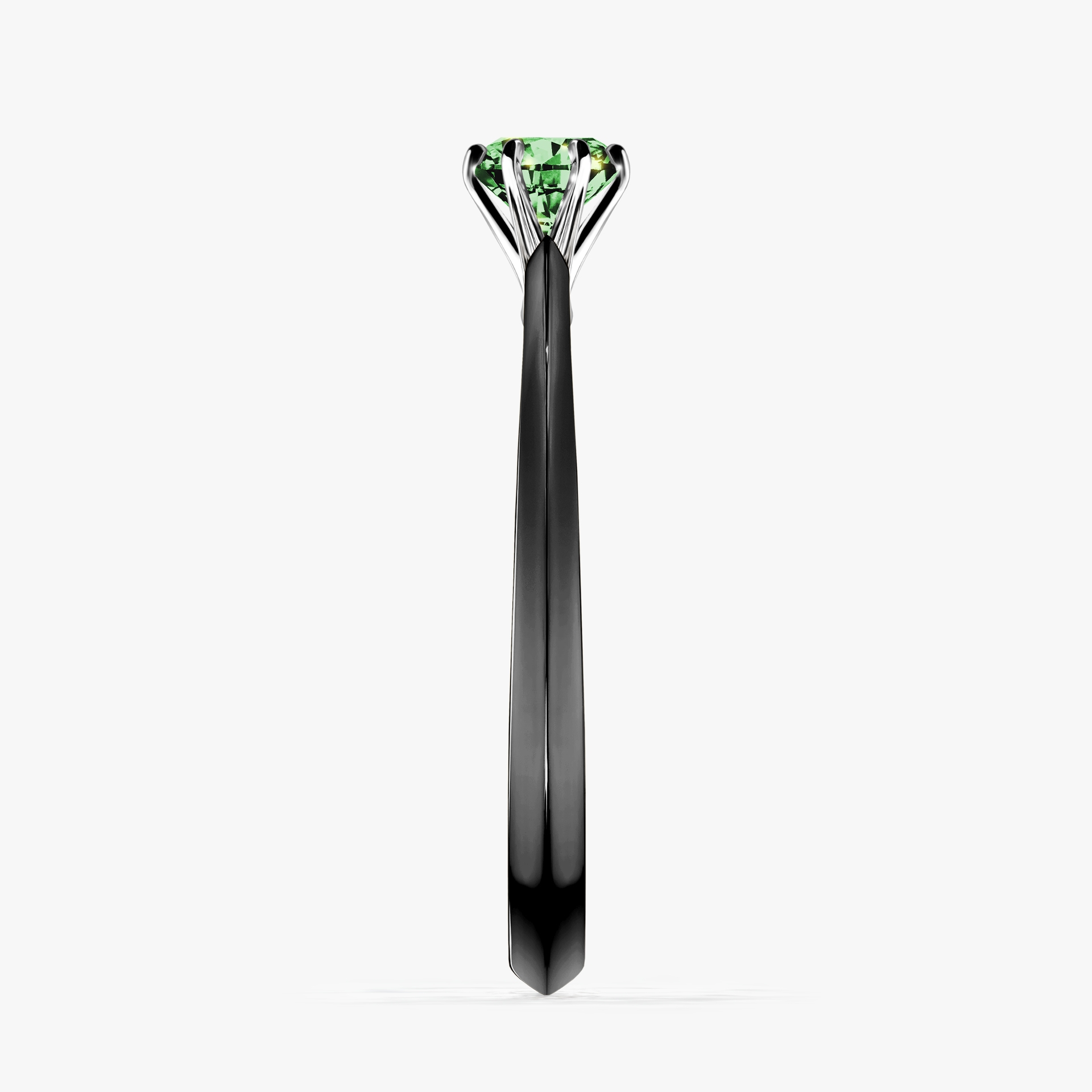 Pierścionek zaręczynowy My Queen z czarnego złota z ciemnym zielonym diamentem 0,25ct