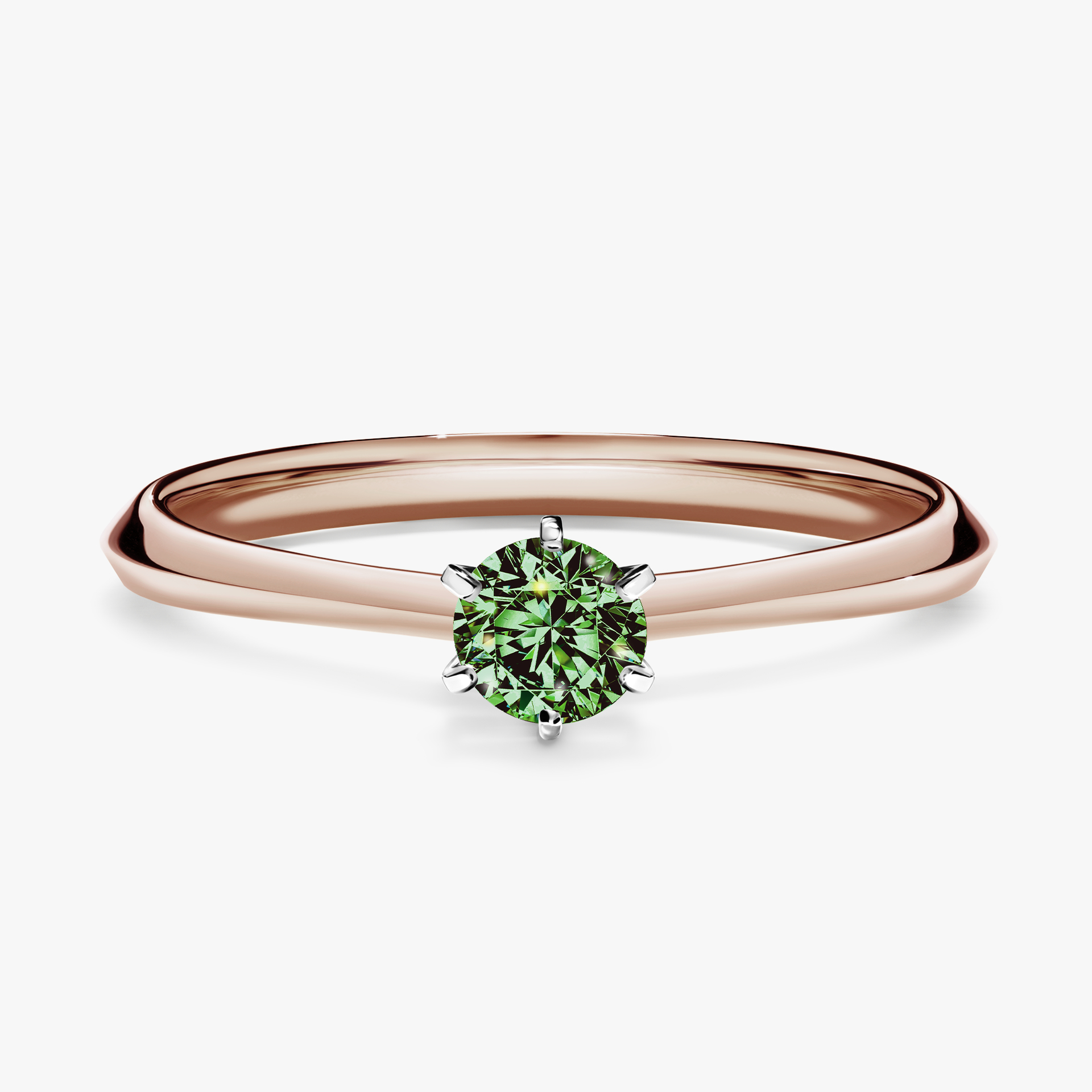Pierścionek zaręczynowy My Queen z różowego złota z ciemnym zielonym diamentem 0,25ct