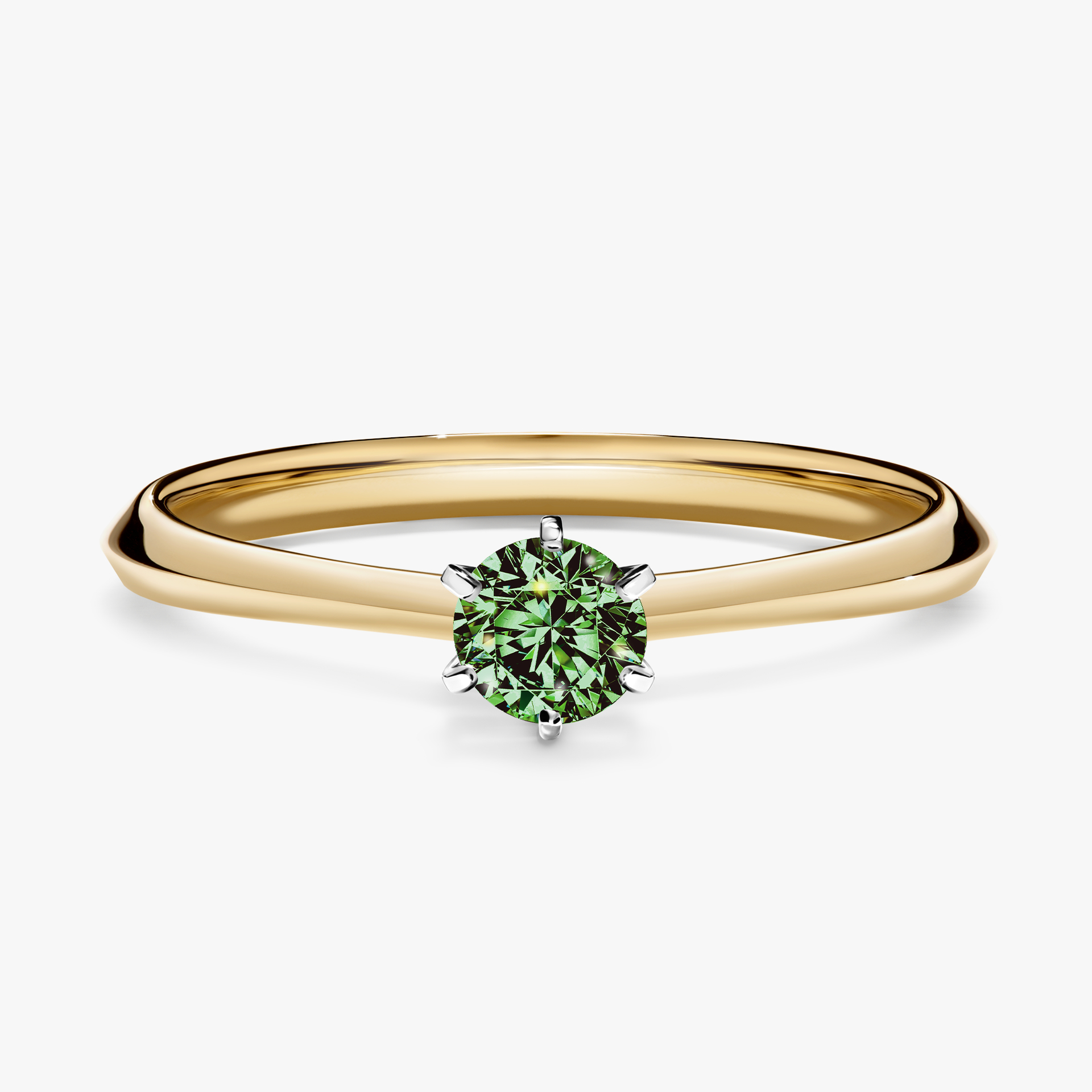 Pierścionek zaręczynowy My Queen z żółtego złota z ciemnym zielonym diamentem 0,25ct